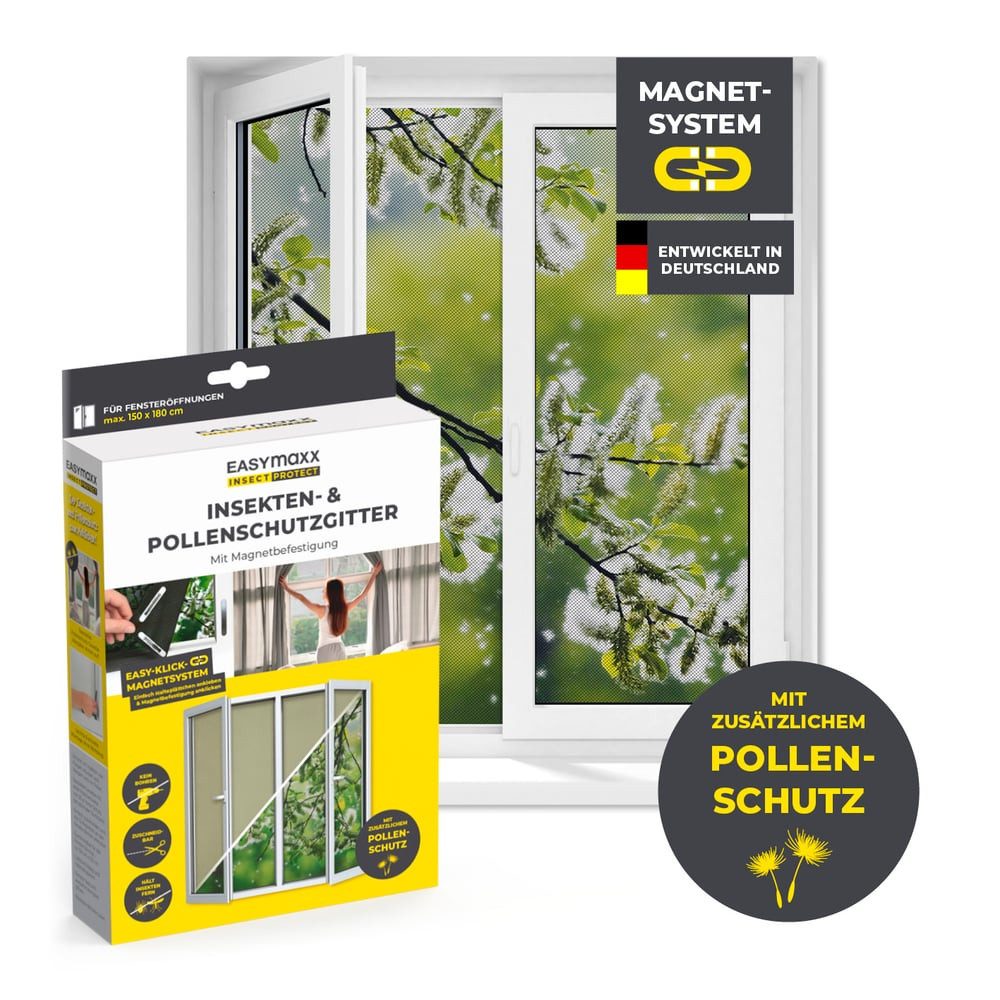 EASYmaxx Insektenschutz-Fensterrahmen Fliegengitter mit Pollenschutz 150 x günstig online kaufen