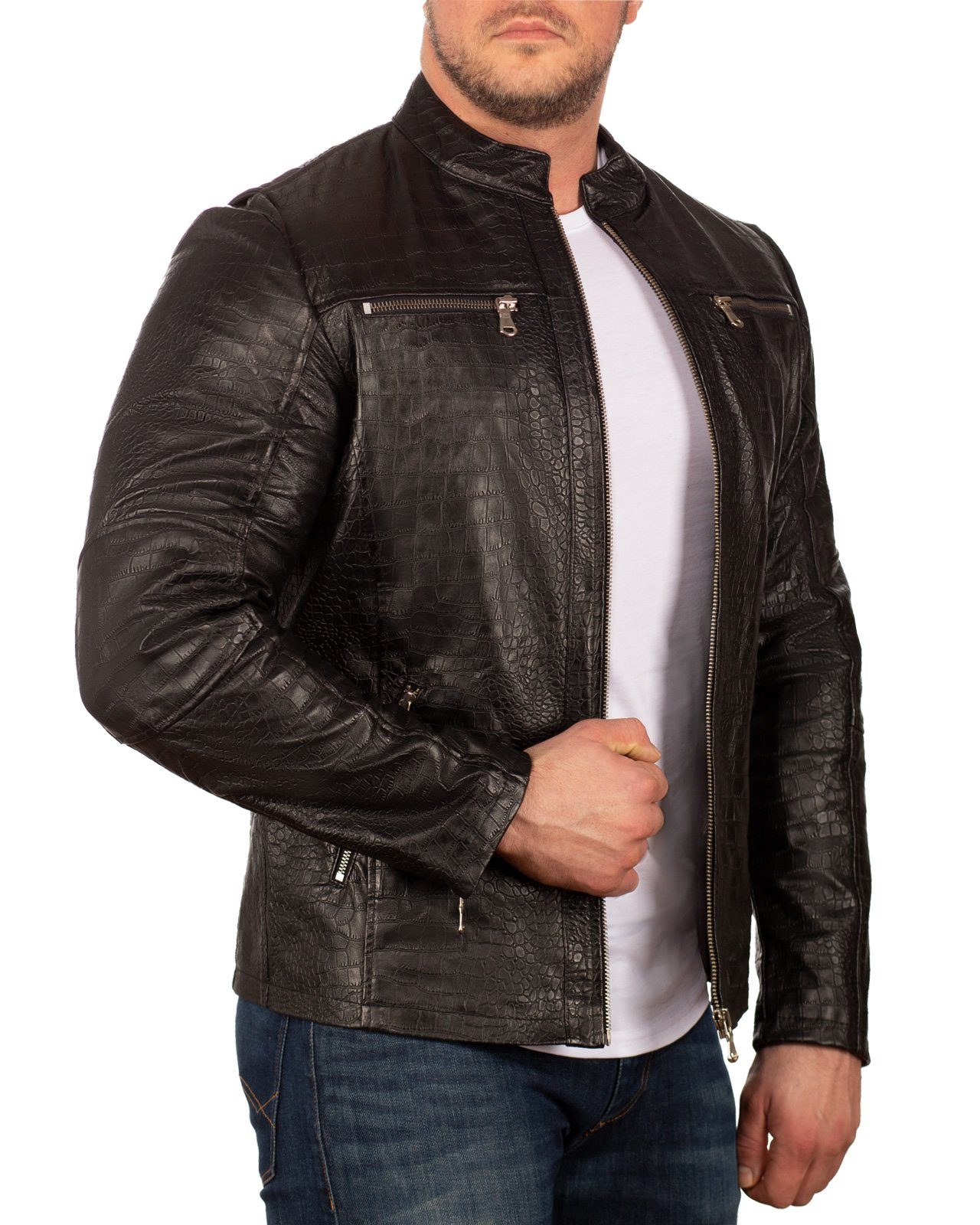 Style ECHTLEDER (1-St) Herren Jacke 20RS24LUX im Reichstadt Lederjacke Reichstadt Krokodil