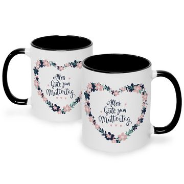 GRAVURZEILE Tasse mit Spruch - Alles gute zum Muttertag, Keramik, Farbe: Schwarz & Weiß