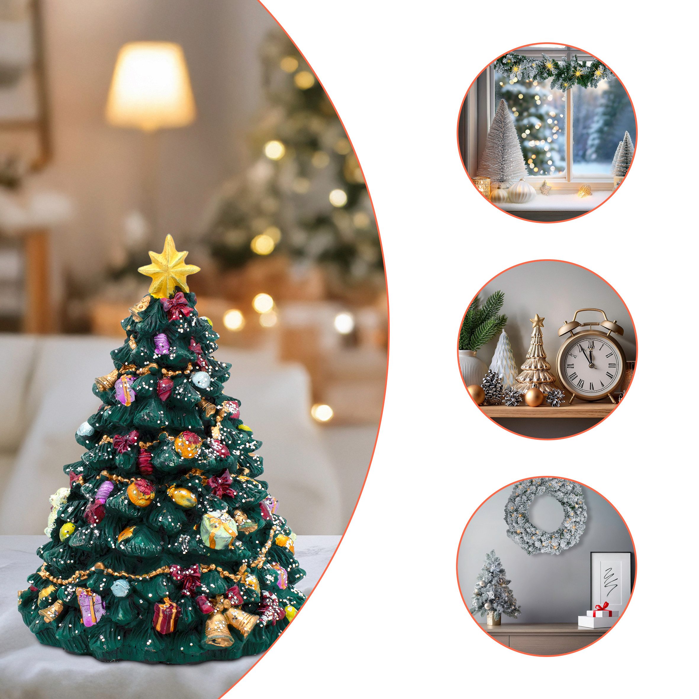 Spetebo Spieluhr im Retro Design - Oh Tannenbaum - drehend, (16 cm großer Baum, 1-tlg), Drehscheibe zum Aufziehen unter dem Tannenbaum – Bild 4 von 5