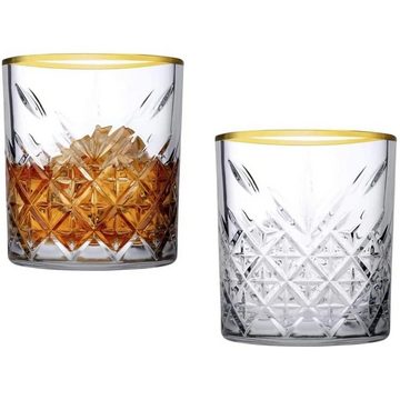 Pasabahce Gläser-Set Timeless, Glas, 3 teilig im Kristall-Design Retro Design, 2 Whisky Glas und 1 Kristall-Schale