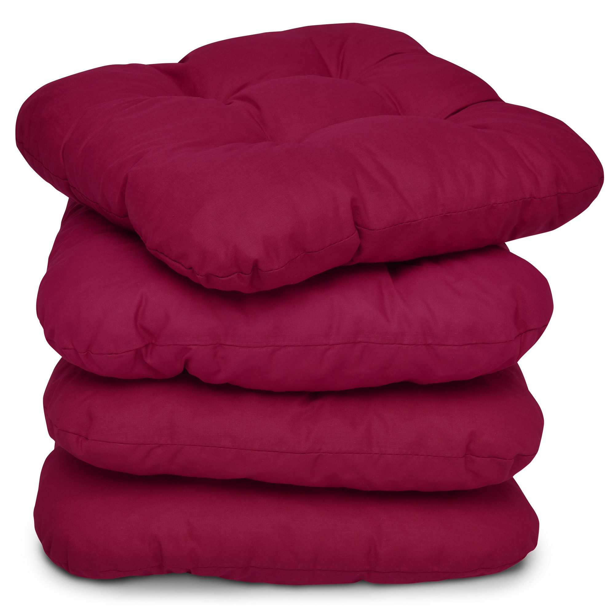 Beautissu Stuhlkissen 4er Set Sitzkissen Lisa Rot, 40x40x8cm, Indoor & Outdoor Kissen mit 8cm Schaumstoff Füllung, widerstandsfähig