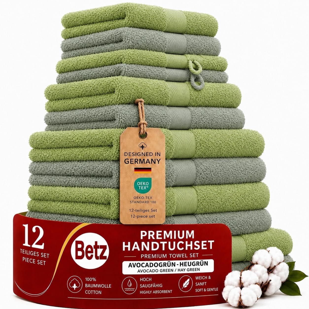 Betz Handtücher Premium Handtuch-Set 12-tlg., 100% Baumwolle (Set, 12-St), Duschtücher,Handtücher, Gästetücher, Seiftücher,Waschhandschuhe