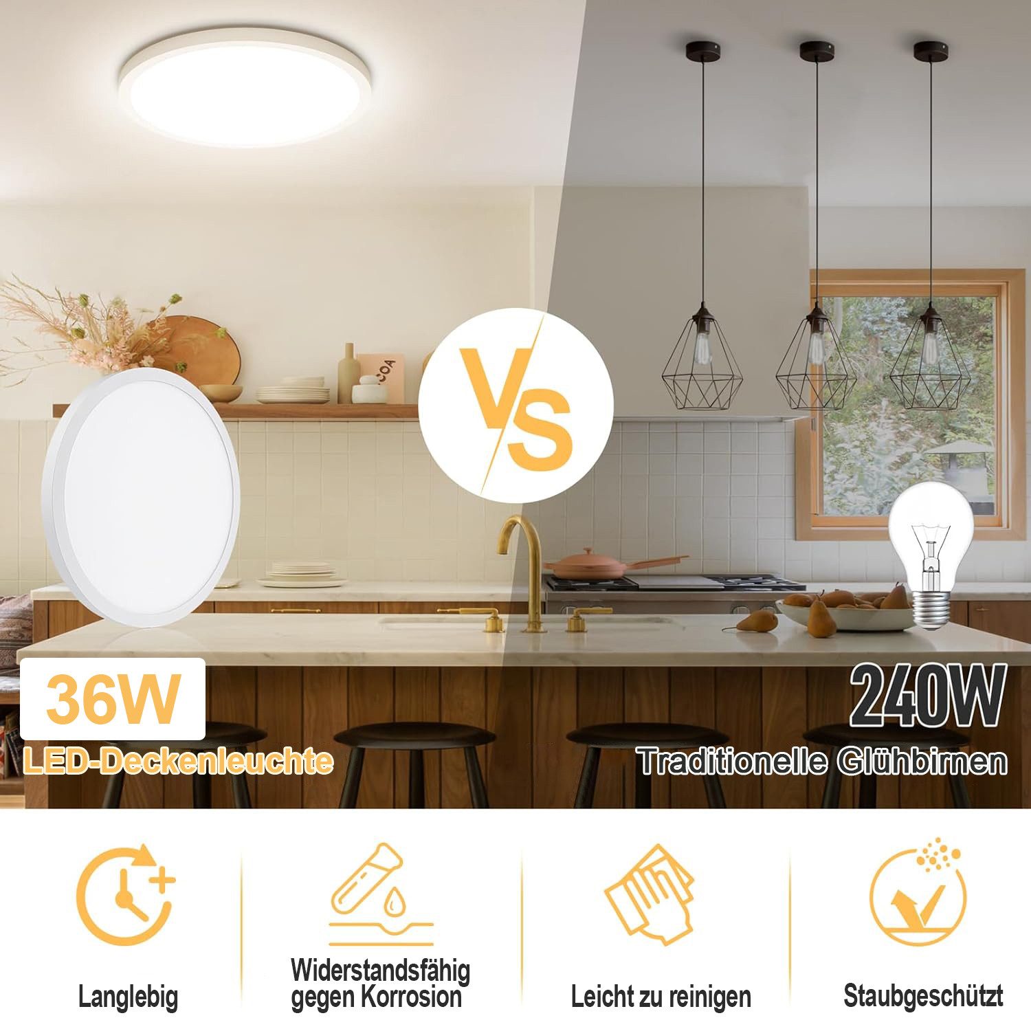 LMaxhome LED Deckenleuchte 36W Modern Flach günstig online kaufen