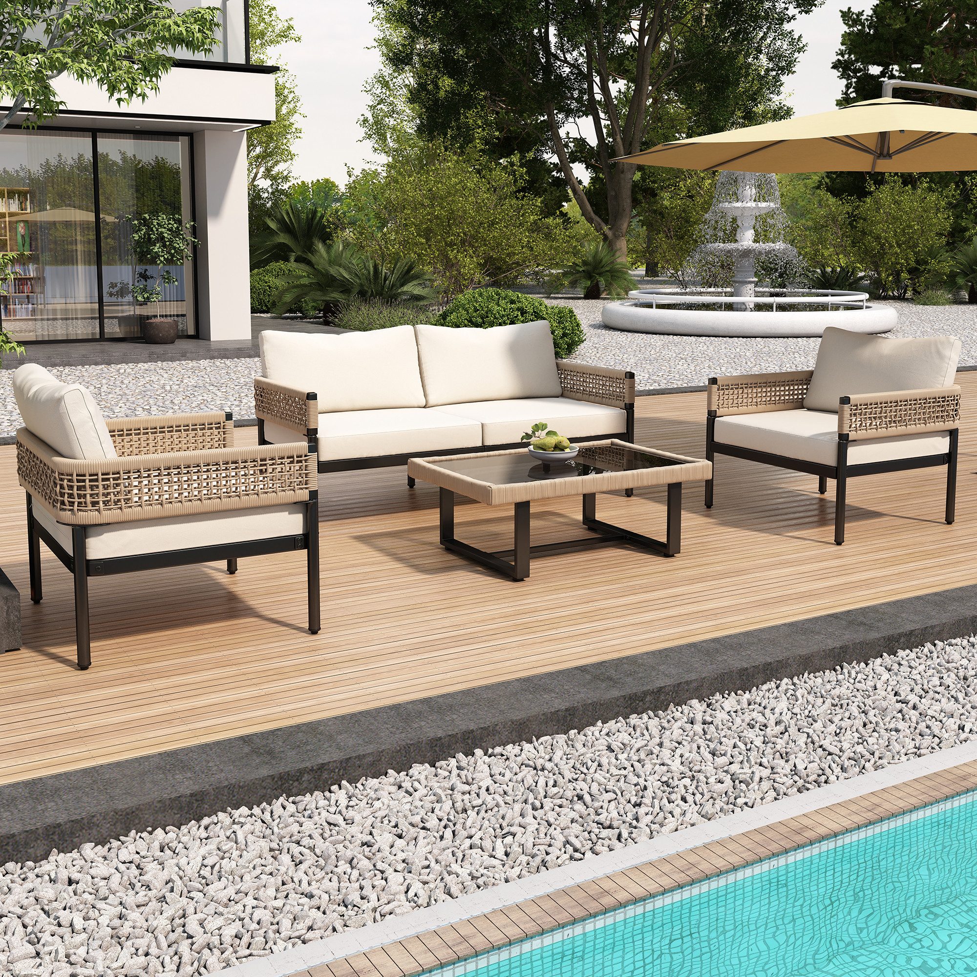 Celya Gartenlounge-Set Gartenmöbel-Set aus Seil, mit günstig online kaufen