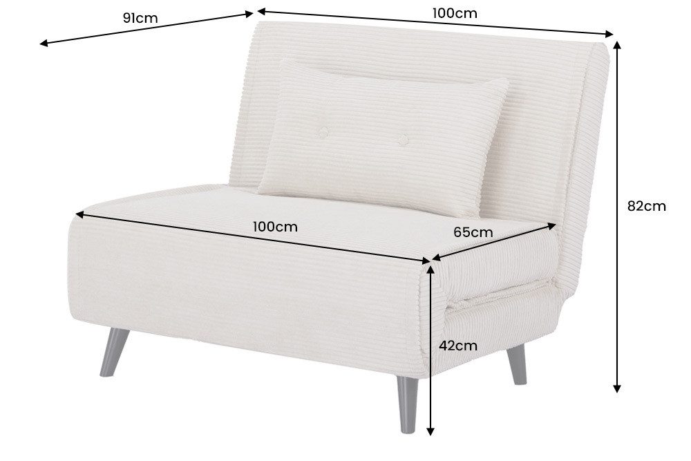 riess-ambiente Relaxsessel SMART MULTIFUNCTION 100cm grün - Cord Stoff, Bettfunktion, mit Kissen (Einzelartikel, 1-St), ausziehbare Schlafgelegenheit - ideal fü – Bild 4 von 5