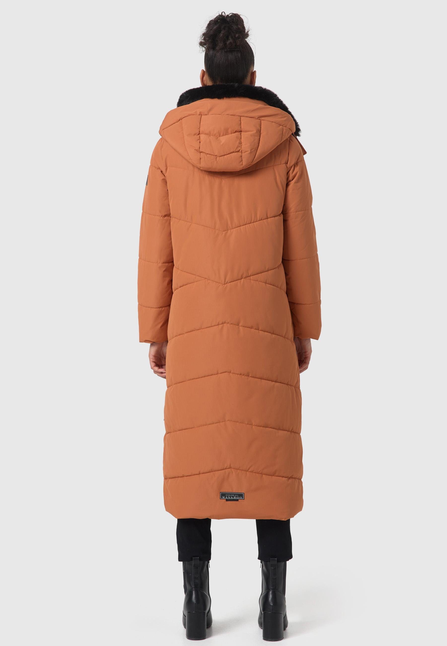 Navahoo Steppmantel Hingucker XIV Damen Wintermantel mit abnehmbaren Kunstfellkragen