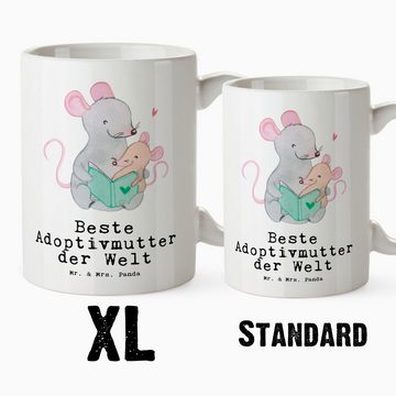 Mr. & Mrs. Panda Tasse Maus Beste Adoptivmutter der Welt - Weiß - Geschenk, Groß, Große Tass, XL Tasse Keramik, Großes Füllvolumen