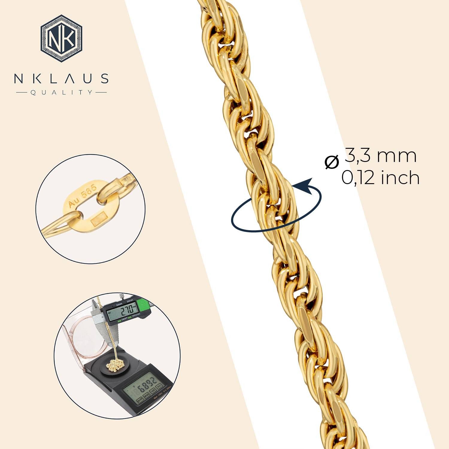 NKlaus Goldkette 45cm Zopfkette 585 Gelb günstig online kaufen