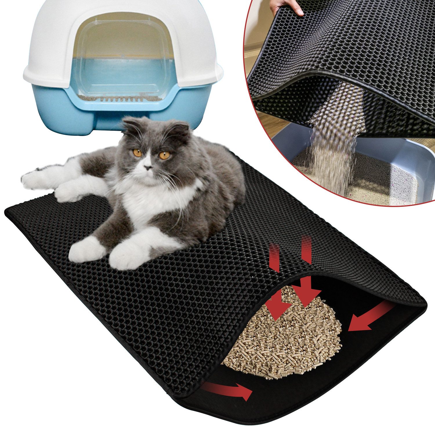 Katzentoilette Katzenstreu Matte Katzenmatte Wasserabweisende Katzenklo Matte 78×60cm