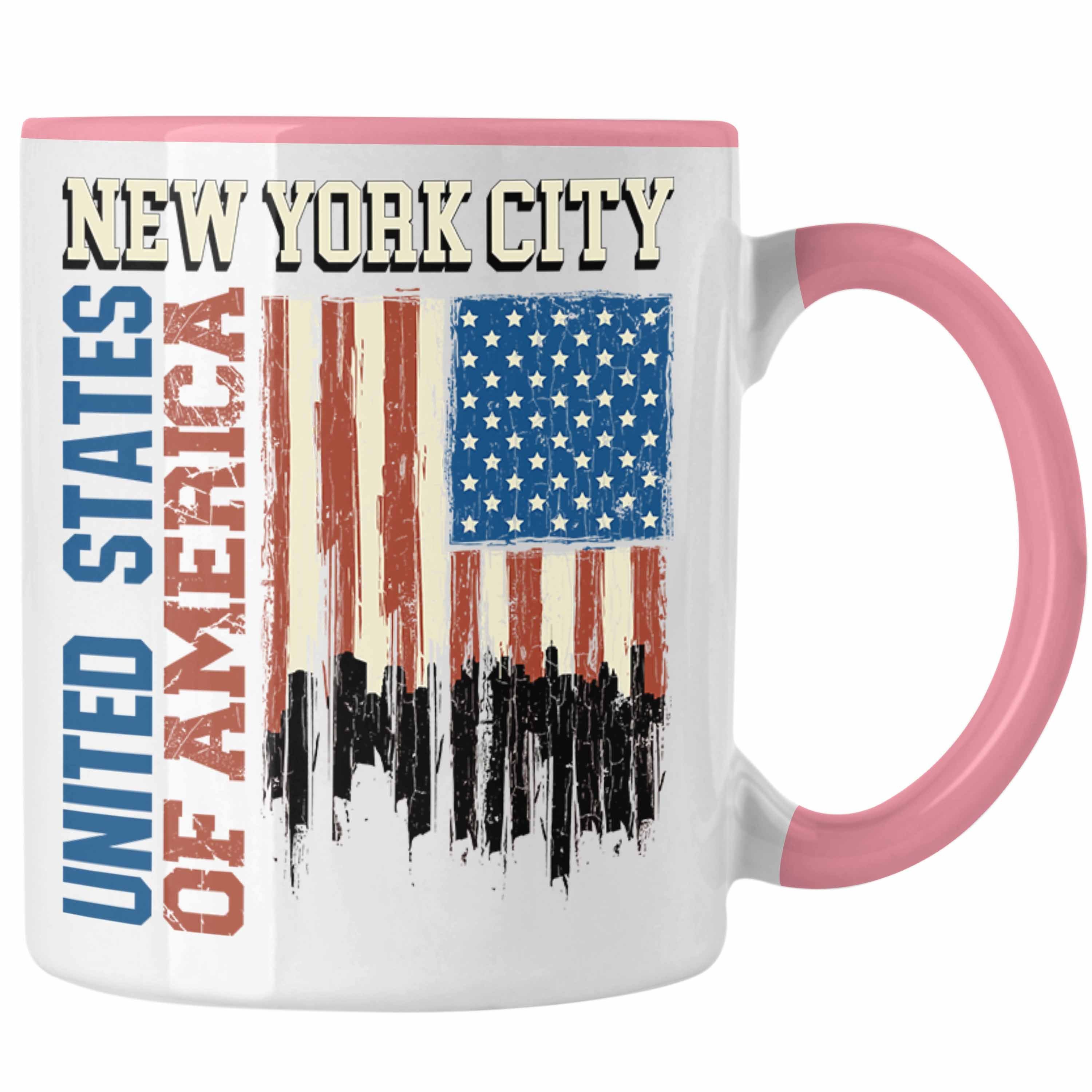 Trendation Tasse New York Tasse Urlaub Trip Überraschung USA Reise Geschenk America Rosa | Teetassen