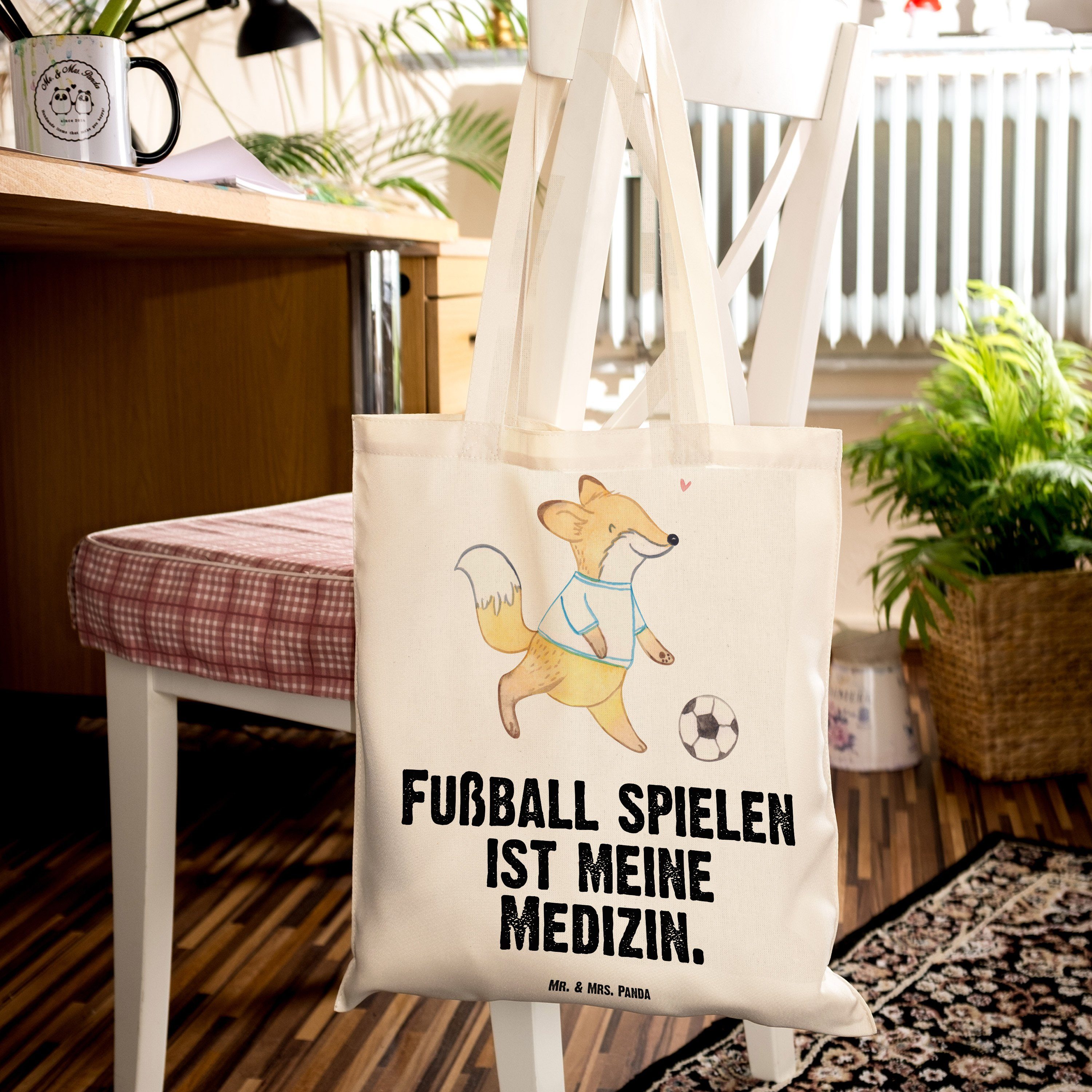 (1-tlg) Mrs. & Einkaufstasch Medizin Tragetasche spielen Fußball - Panda - Geschenk, Fuchs Mr. Transparent