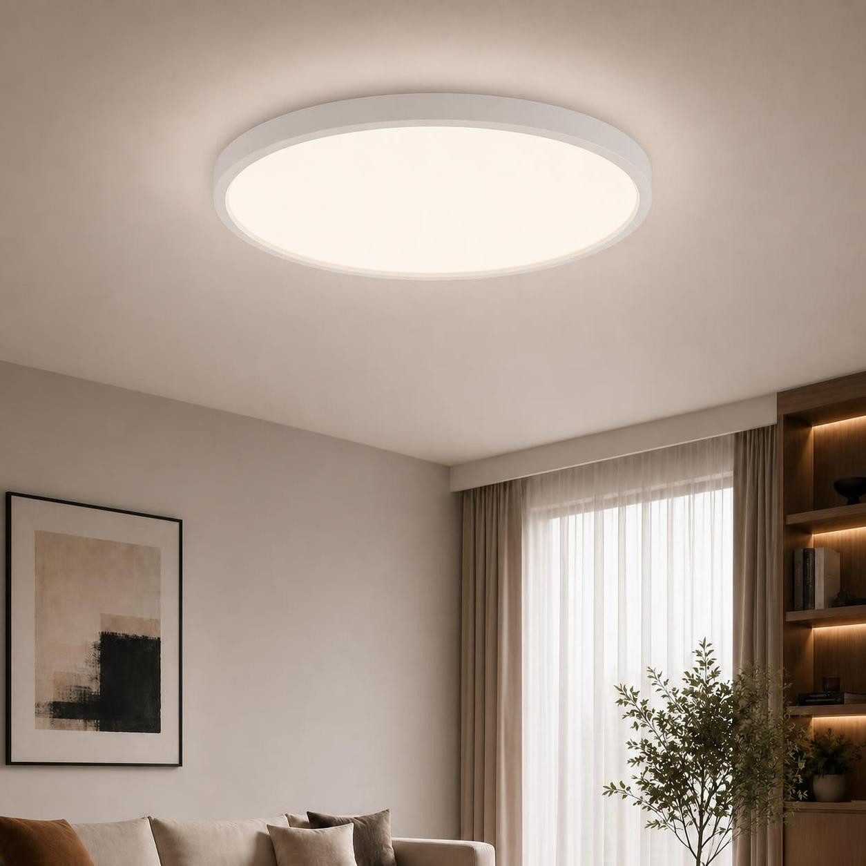ZMH LED Deckenleuchte Schwarz/Weiß Rund Deckenlampe 24W Flach für Flur Wohnzimmer, LED fest integriert, 4000k