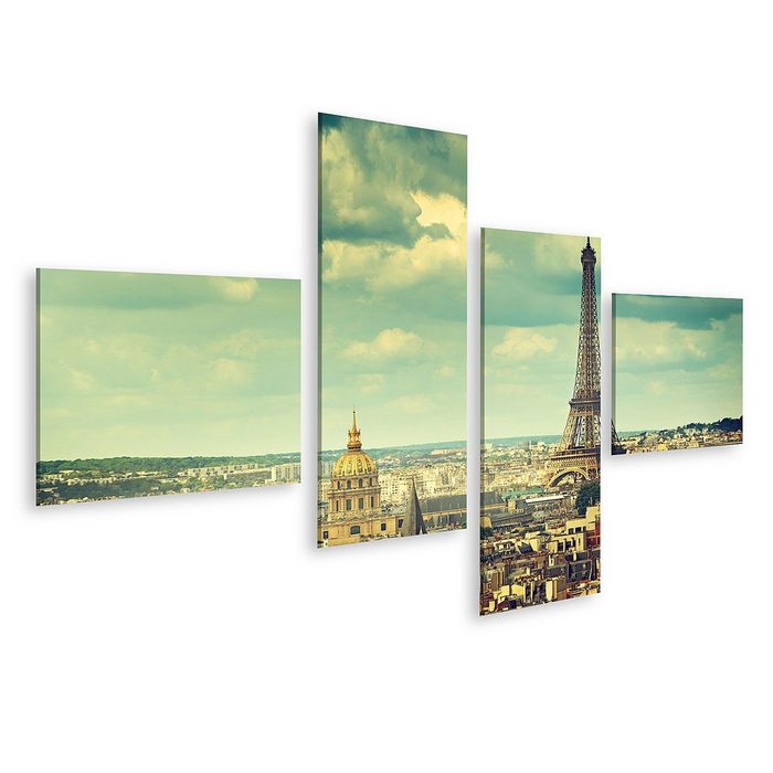 islandburner Leinwandbild Bild auf Leinwand Eiffelturm Paris Frankreich 150x80cm 4-teilig
