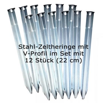 ToCi Zelthering Stahlheringe V-Profil 22cm Sandheringe Zelt-Heringe 12/24/48er Set, (12-St)