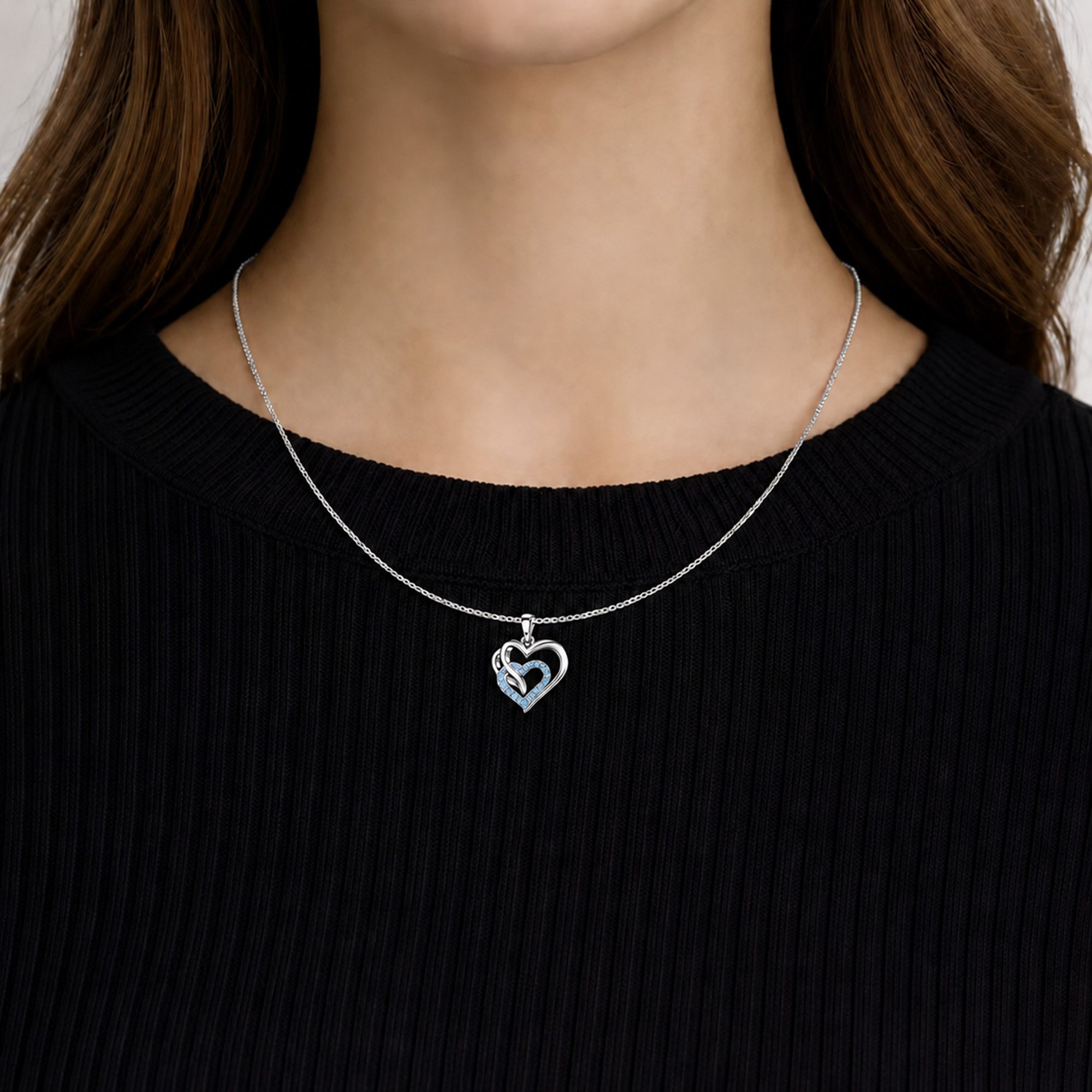 Limana Herzkette Doppelherz Schmuck Damen 925 Silber Kette mit Anhänger - Geschenk (für Frau Freundin Mama, inkl. Schmuckdose), Geburtstag Jahrestag Hochzeitsta – Bild 3 von 5