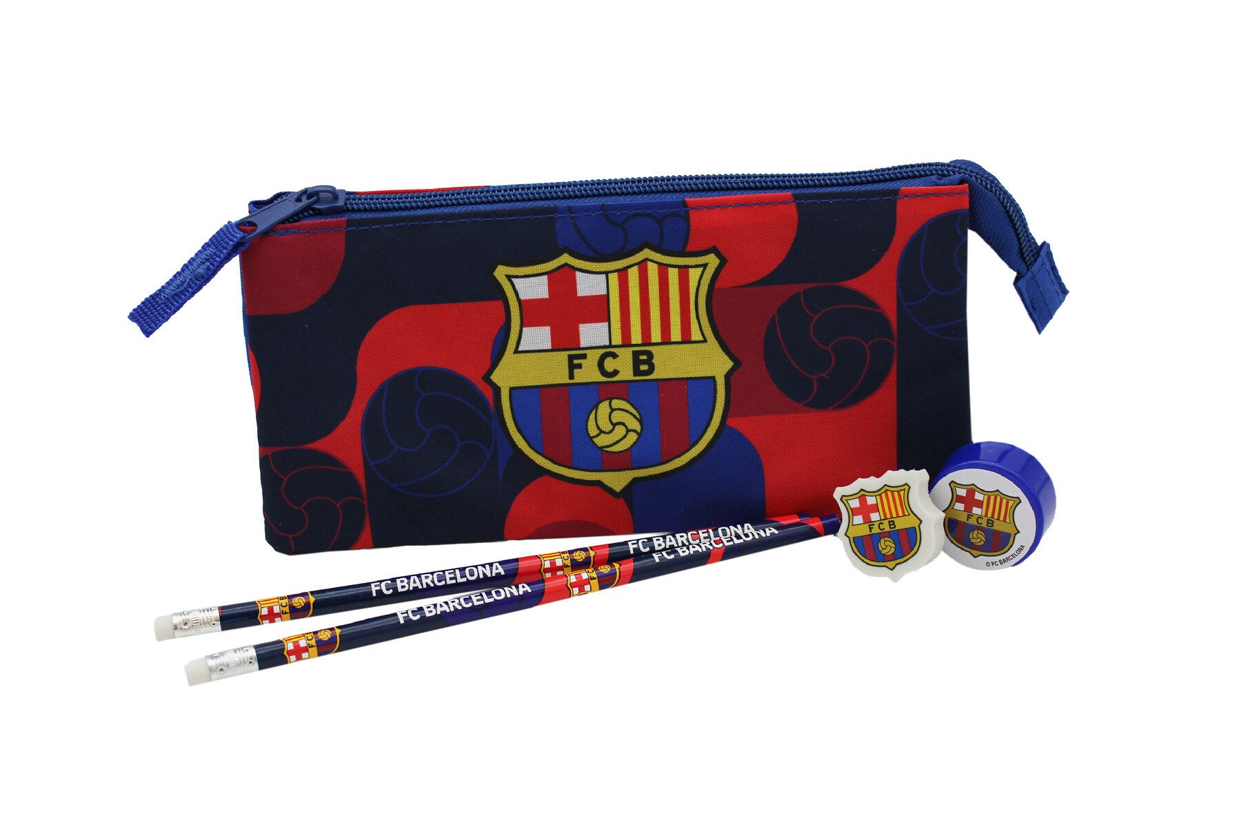 FC Barcelona Federmäppchen 3 Fächer Federmappe mit Reißverschluss, (1-tlg)