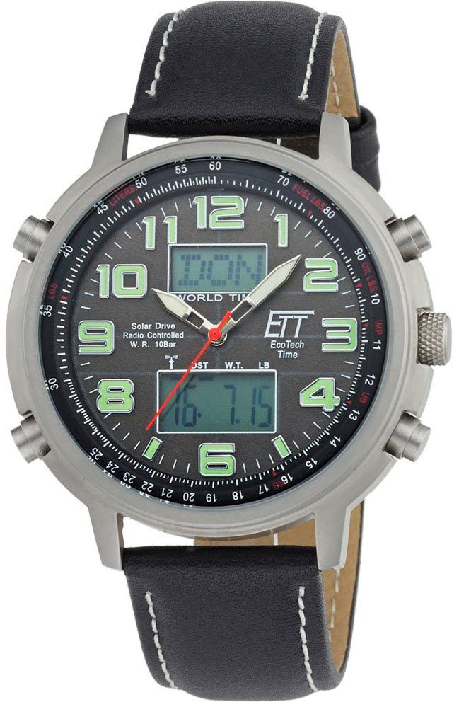 ETT Funk-Multifunktionsuhr Hunter World Timer, EGS-11301-22L, Armbanduhr, Herrenuhr, Datum, Solar