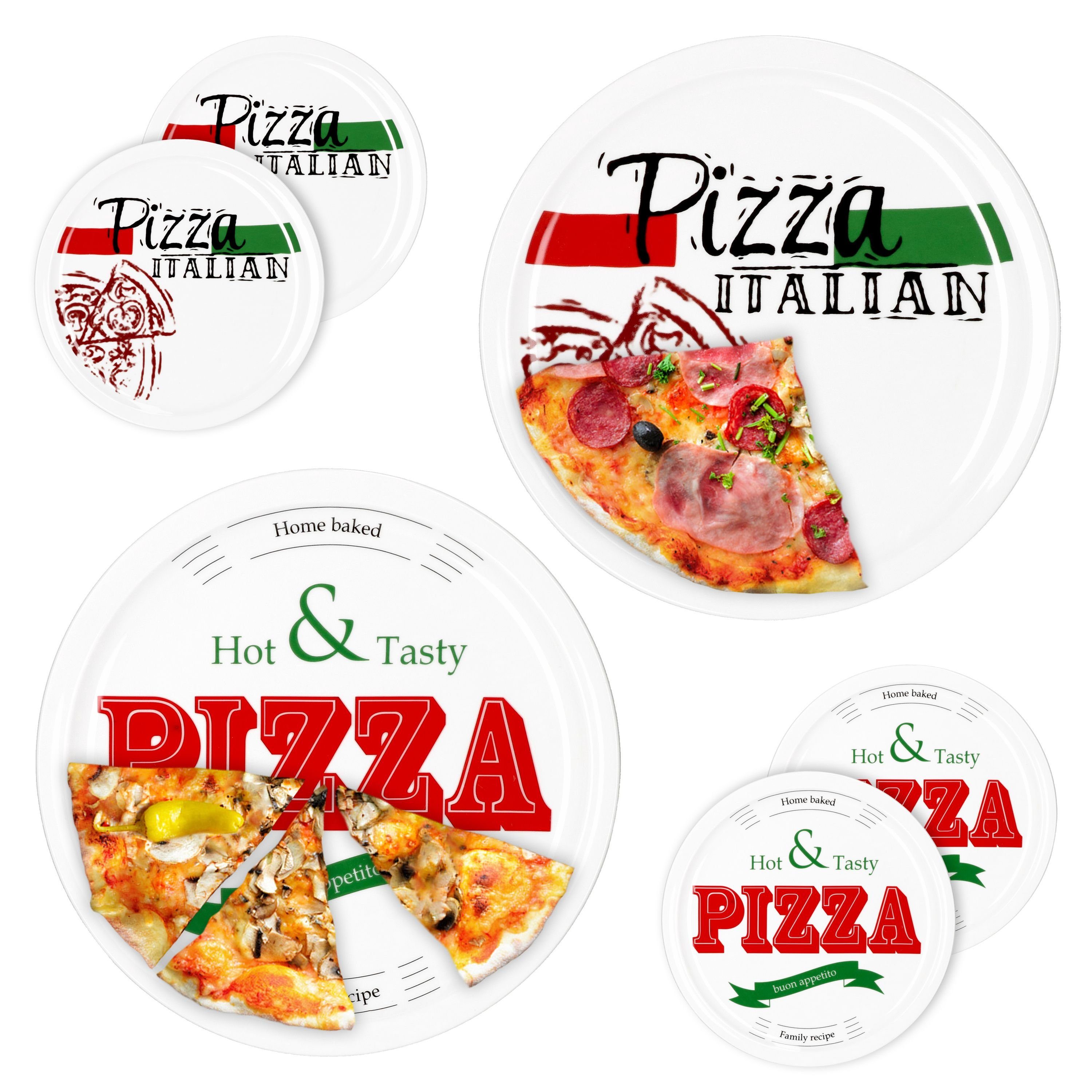 MamboCat Pizzateller 6er Italian 28cm Pizzateller 3x Set Hot Tasty + & Pizza 3x