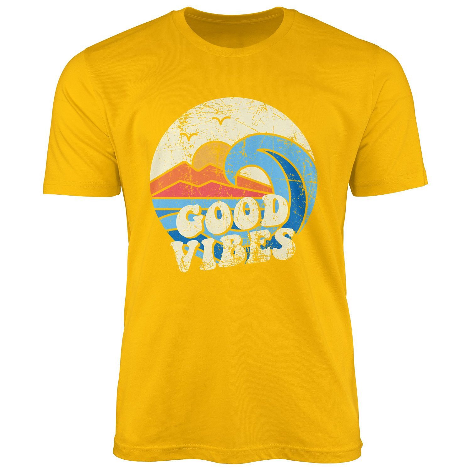 Neverless Print-Shirt Herren T-Shirt Good Vibes Welle Hippie Slogan Stateme günstig online kaufen