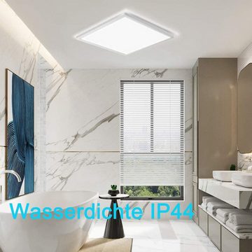 LETGOSPT Deckenleuchte LED Deckenleuchte Flat, 24W 6000K, 2400lm, IP44 LED Deckenlampe, LED fest integriert, ‎Kaltweiß, Ultraflache LED Deckenlampe, für Badezimmer, Flur, Küche, Schlafzimmer