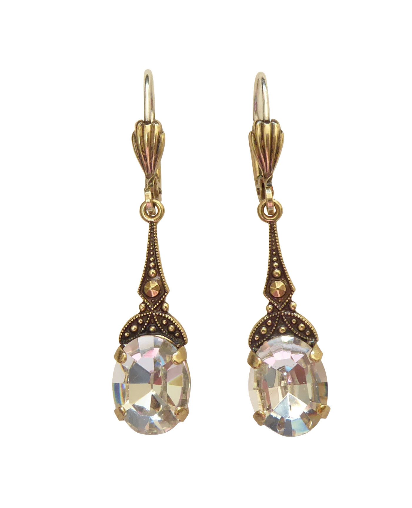 Mugello Paar Ohrhänger Bea kristall elegant klassisch Vintage Boho Retro, Handgefertigter Modeschmuck, made in Germany