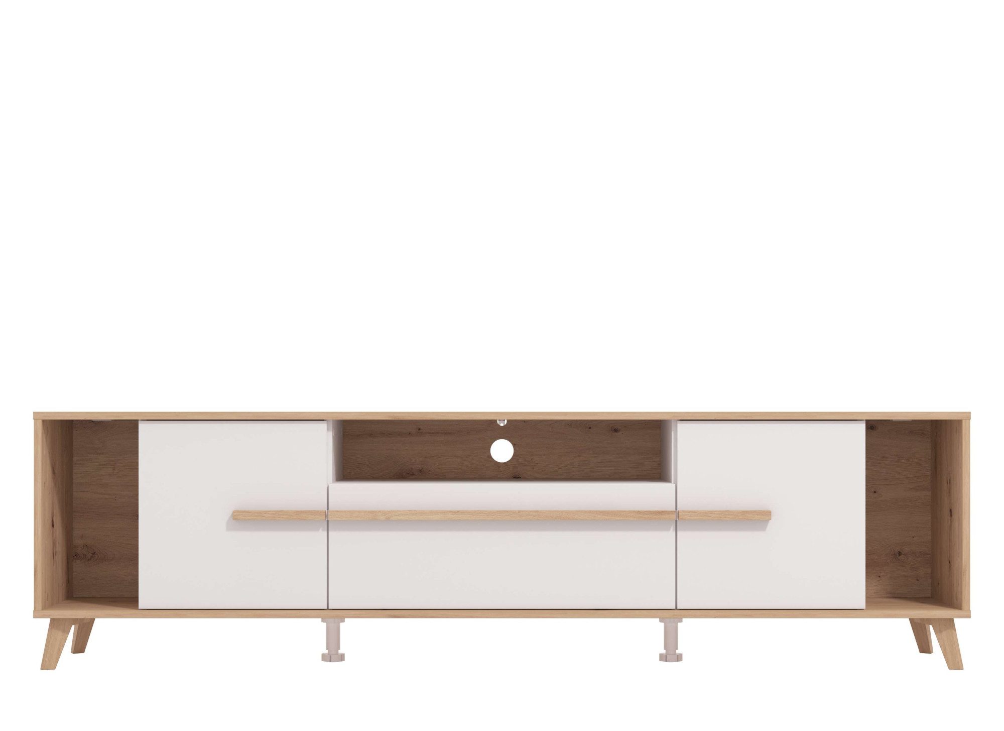 Home affaire Lowboard Orleans, TV-Lowboard, TV-Schrank, TV-Ständer, Breite 190 cm, Kommode, Opaque Weiß/Artisan Eiche Dekor,modernes und elegantes Design
