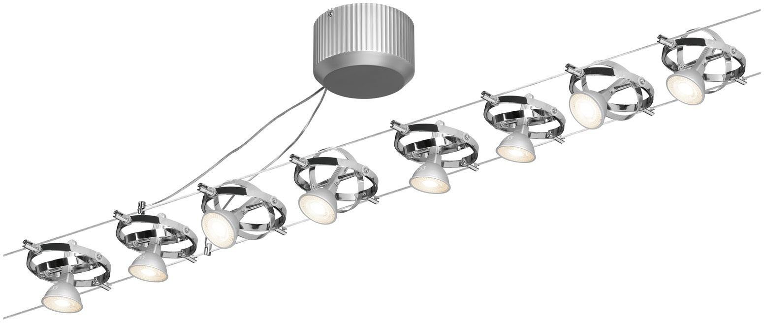 Paulmann LED Deckenleuchte »Seilsystem Cardan Chrom matt mit 8 Spots max.  10W GU5,3«, ohne Leuchtmittel