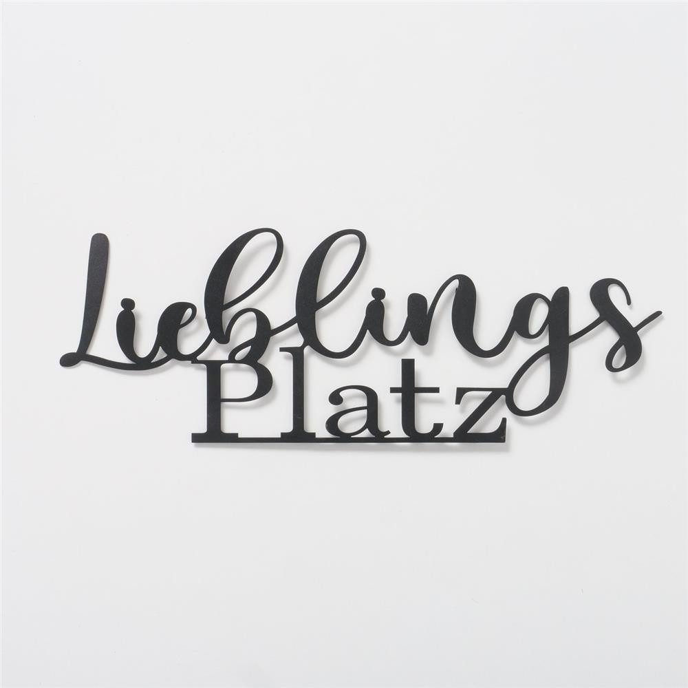 BOLTZE Dekoobjekt Wandobjekt Lieblingsplatz Metall schwarz, Eisen pulverbeschichtet Typografie Wanddeko