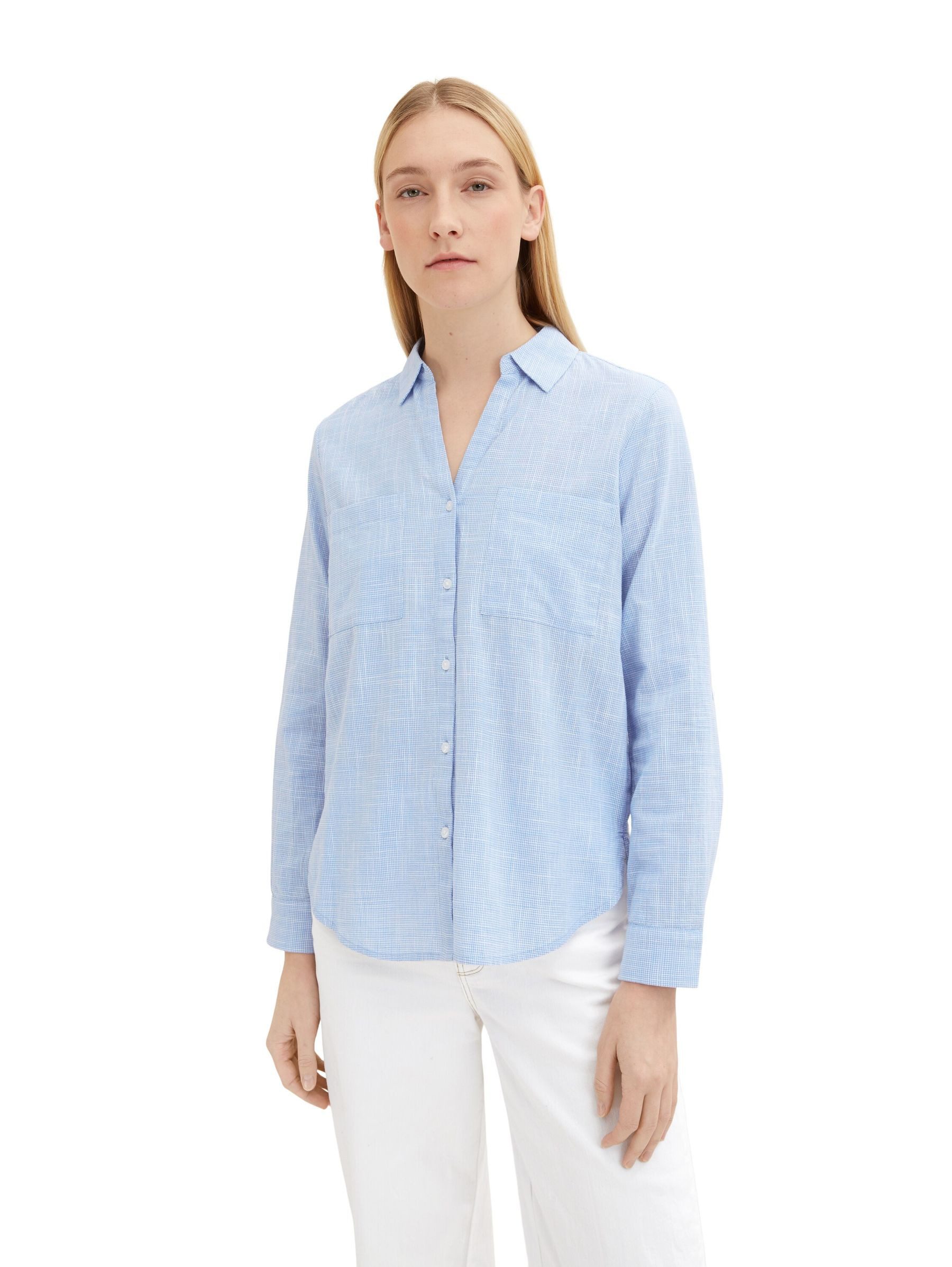 TOM TAILOR Blusenshirt Langarm BLOUSE WITH SLUB STRUCTURE blouse with slub structure