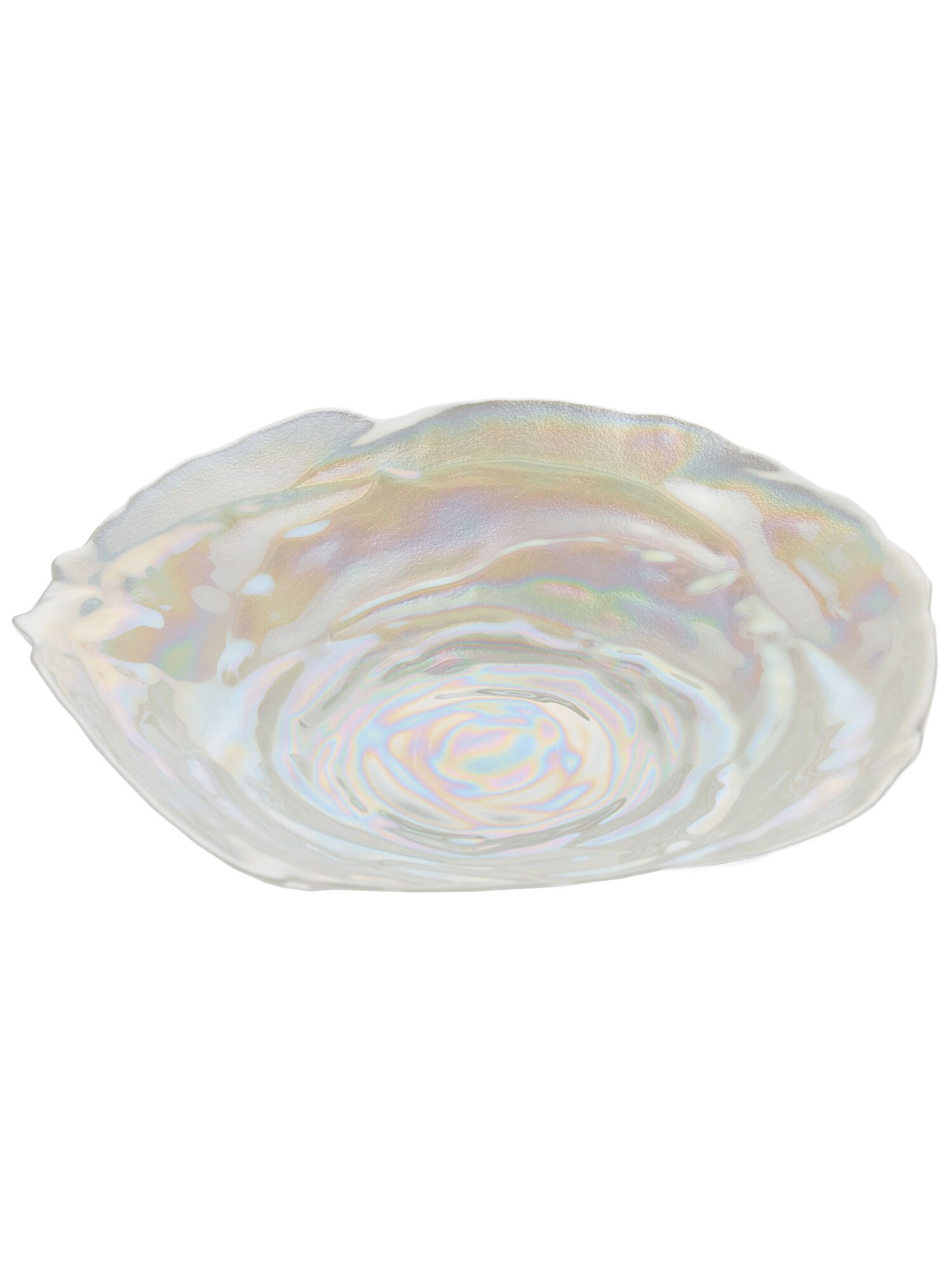 Dekorieren macht glücklich Dekoobjekt Dekoschale Servierschale - Seeanemone Design, mit schimmerndem Perlmutt Effekt, moderne Glasschüssel 21cm