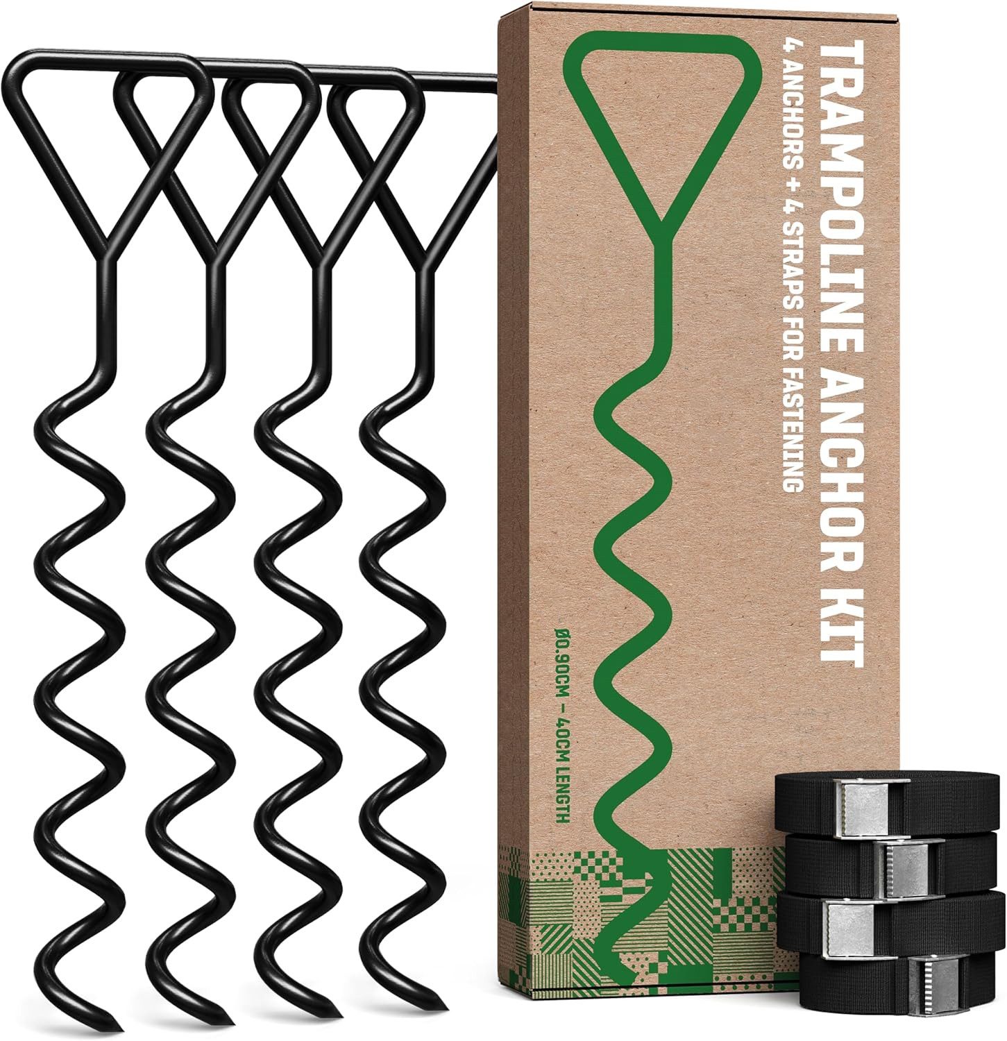 Trampolinsprungfeder GardenGloss Bodenanker Trampolin Set – 40cm Robuste Erdanker