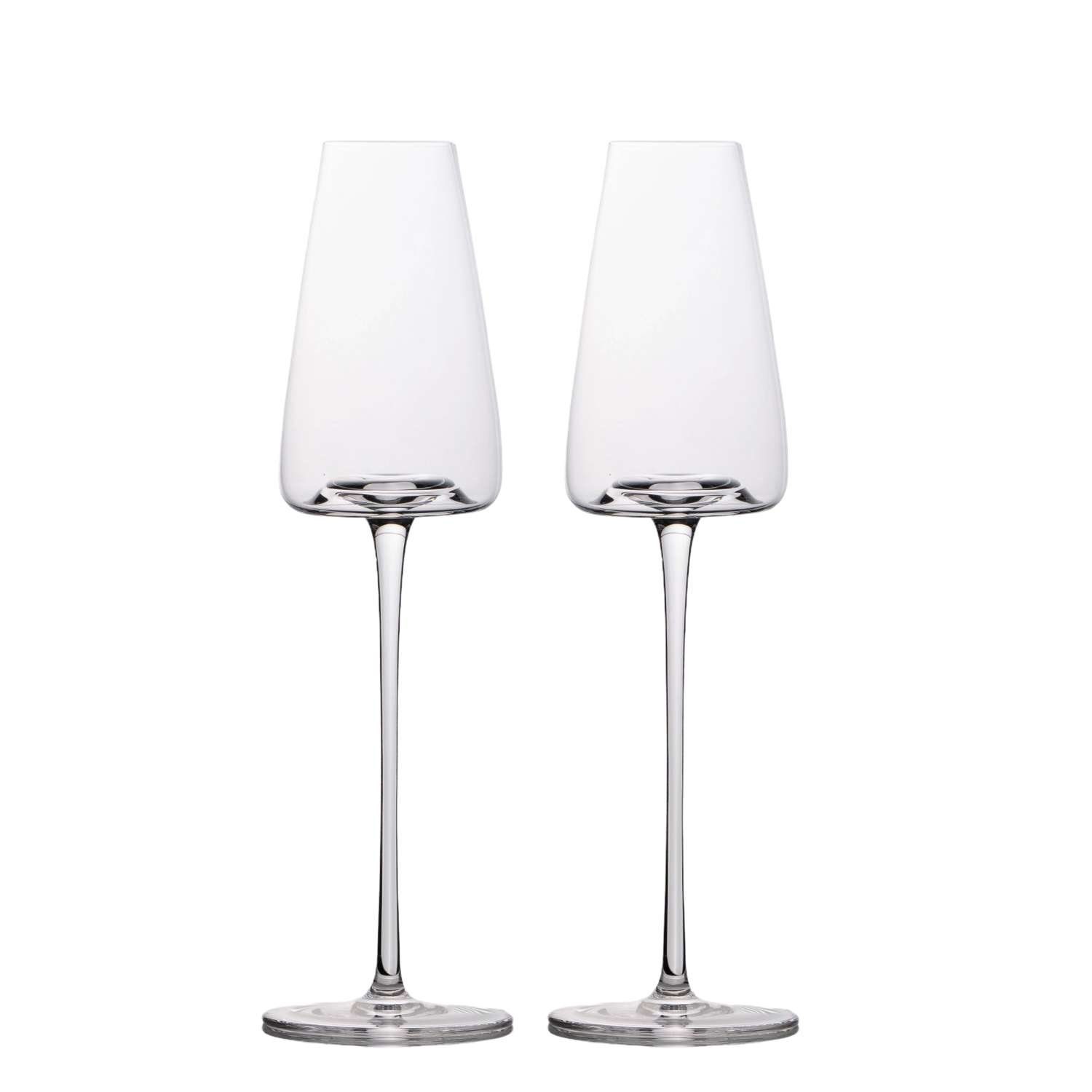 Intirilife Champagnerglas, Glas, 2x Champagner Sekt Kristall Glas modernes Design 220 ml