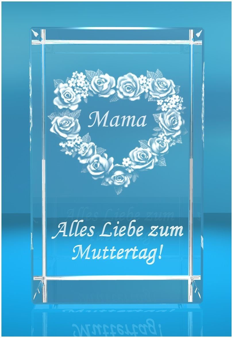 VIP-LASER Dekofigur 3D Glasquader Familienbetrieb Alles liebe zum Motiv: Hochwertige Made in Rosenherz Muttertag!, Geschenkbox, Germany