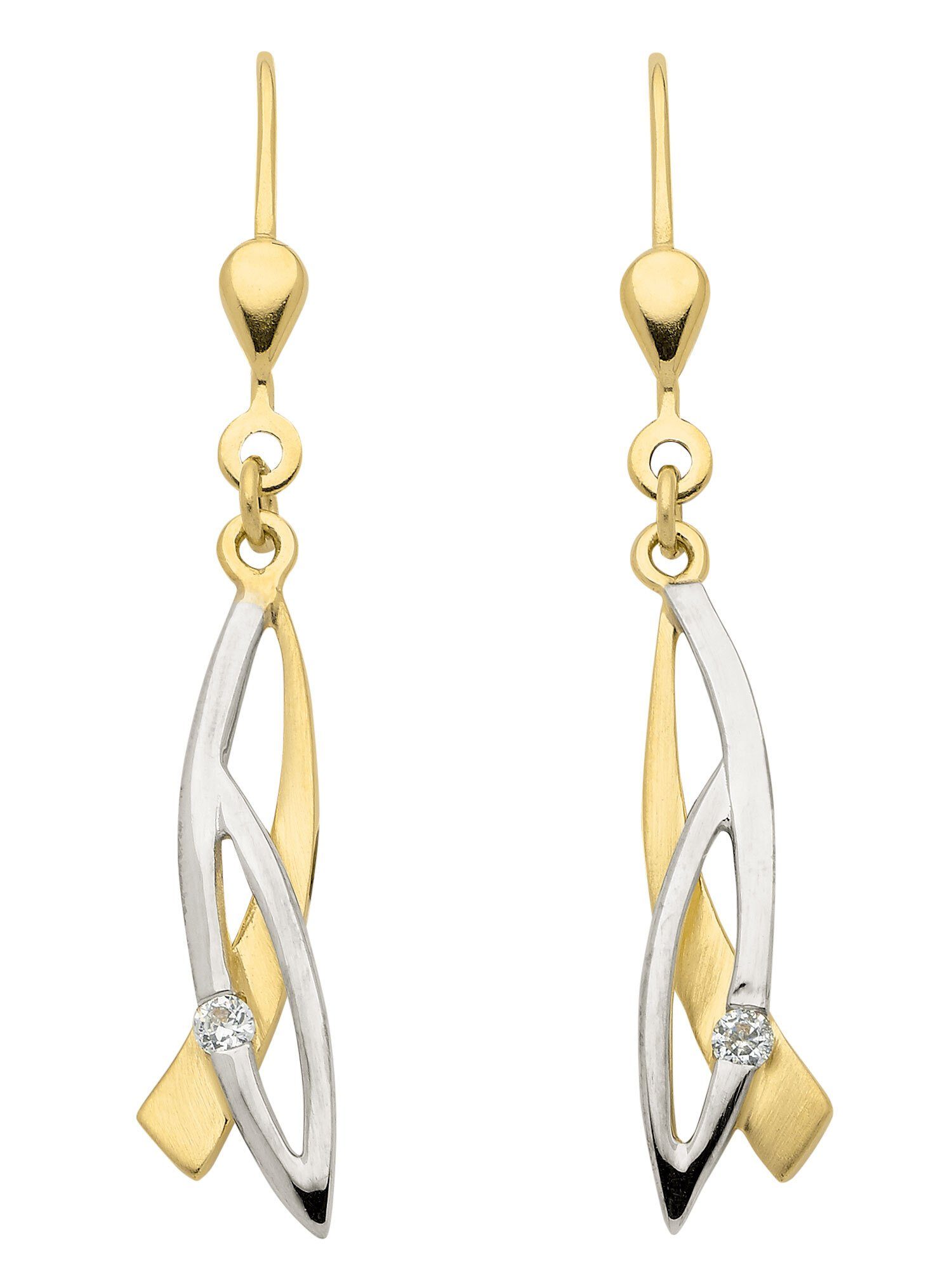 Adelia´s Paar Ohrhänger Damen, Höhe mit - Goldschmuck Ohrringe Zirkonia 333 Maße mm Ohrhänger, für 21,7 Gold