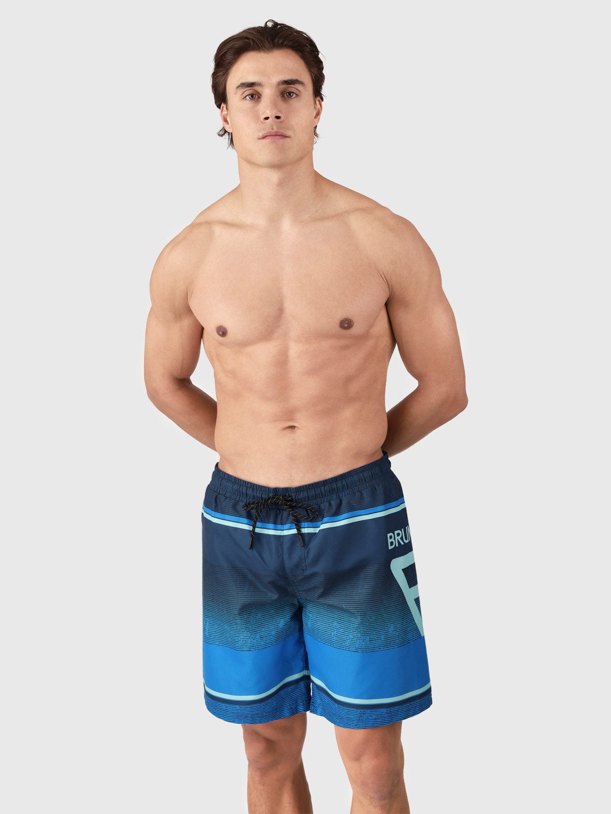 Brunotti Badeshorts Maros Men Swim Shorts Destroy Stripes Neon Blue