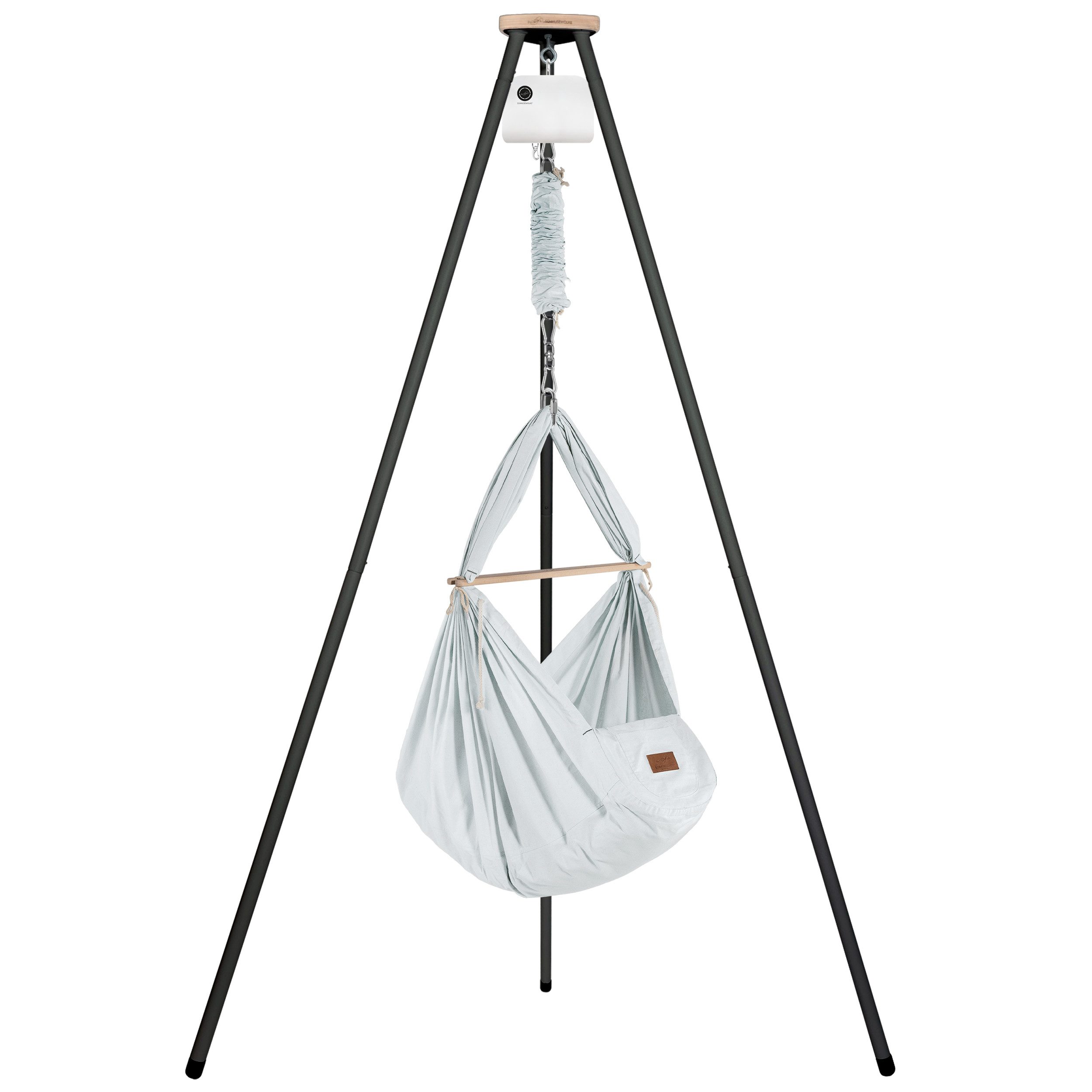 Stubenbett Federwiege Bio AirGrey mit Tipi Anthrazit und Motor