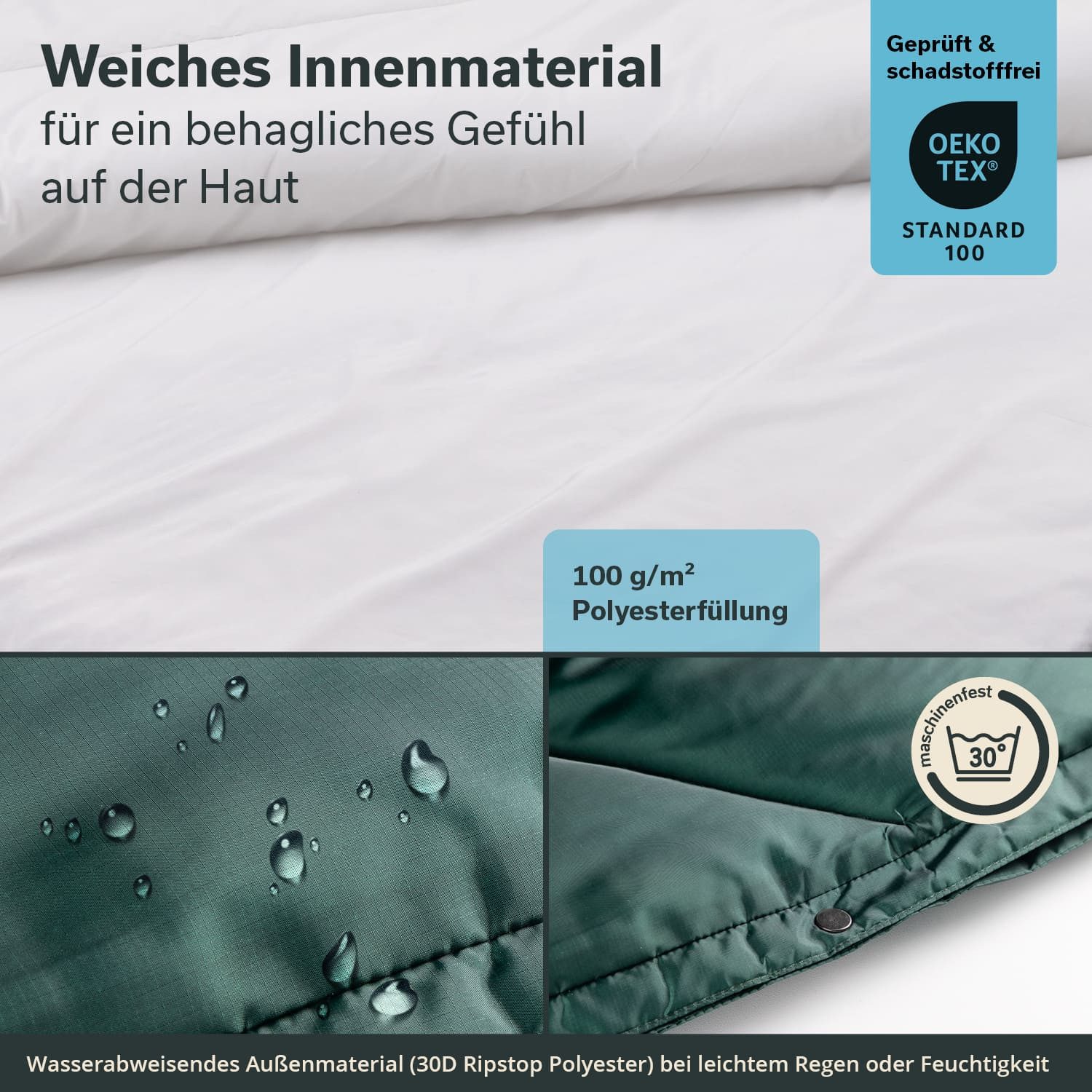 Skandika Deckenschlafsack Campingdecke Liva, 4-in-1, Outdoor Decke, 200x135cm, Überwurf, Kissen, mit Nylon Unterseite, Polyester, wasserdicht
