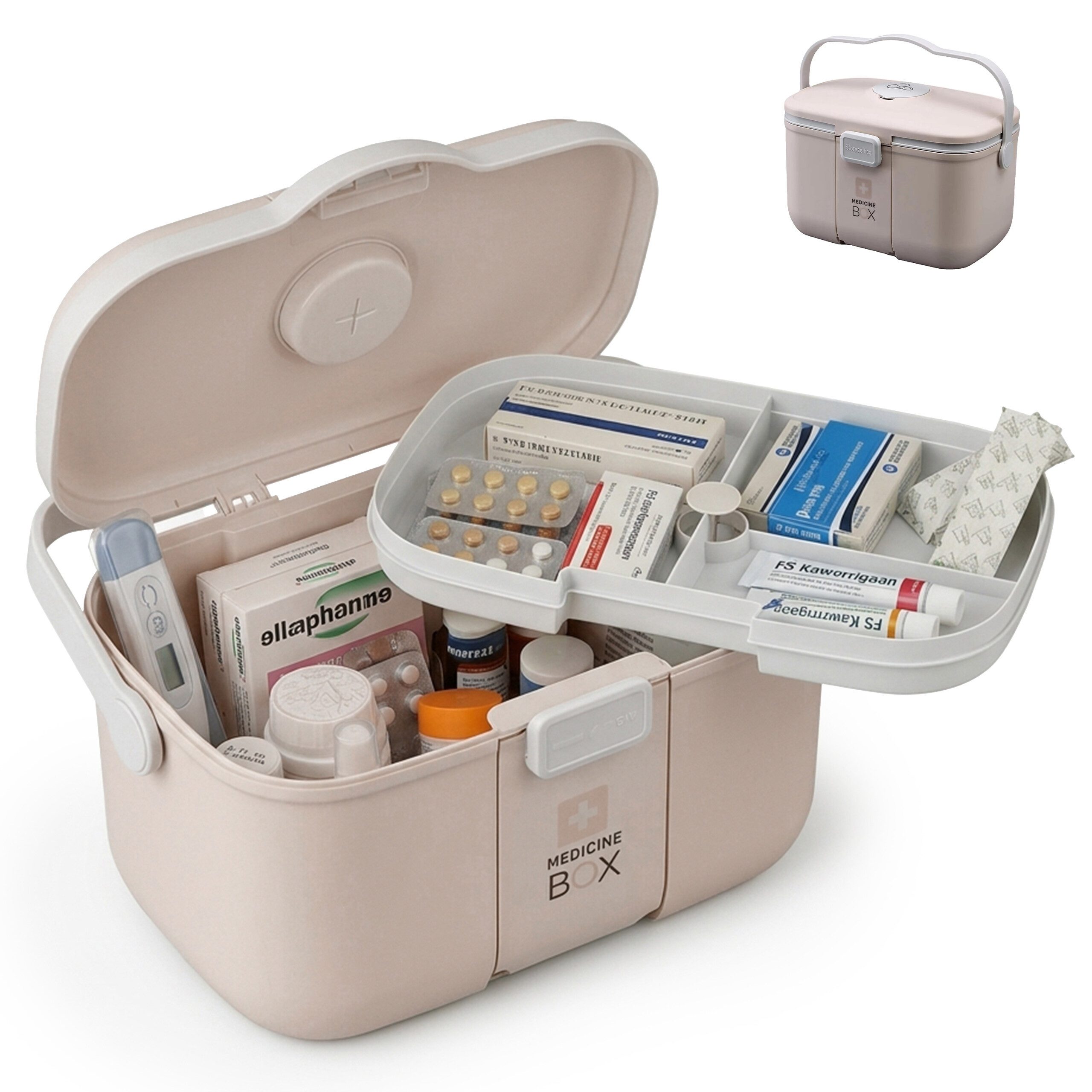 relaxdays Erste-Hilfe-Koffer Medizinbox aus Kunststoff, (1 St), beige.