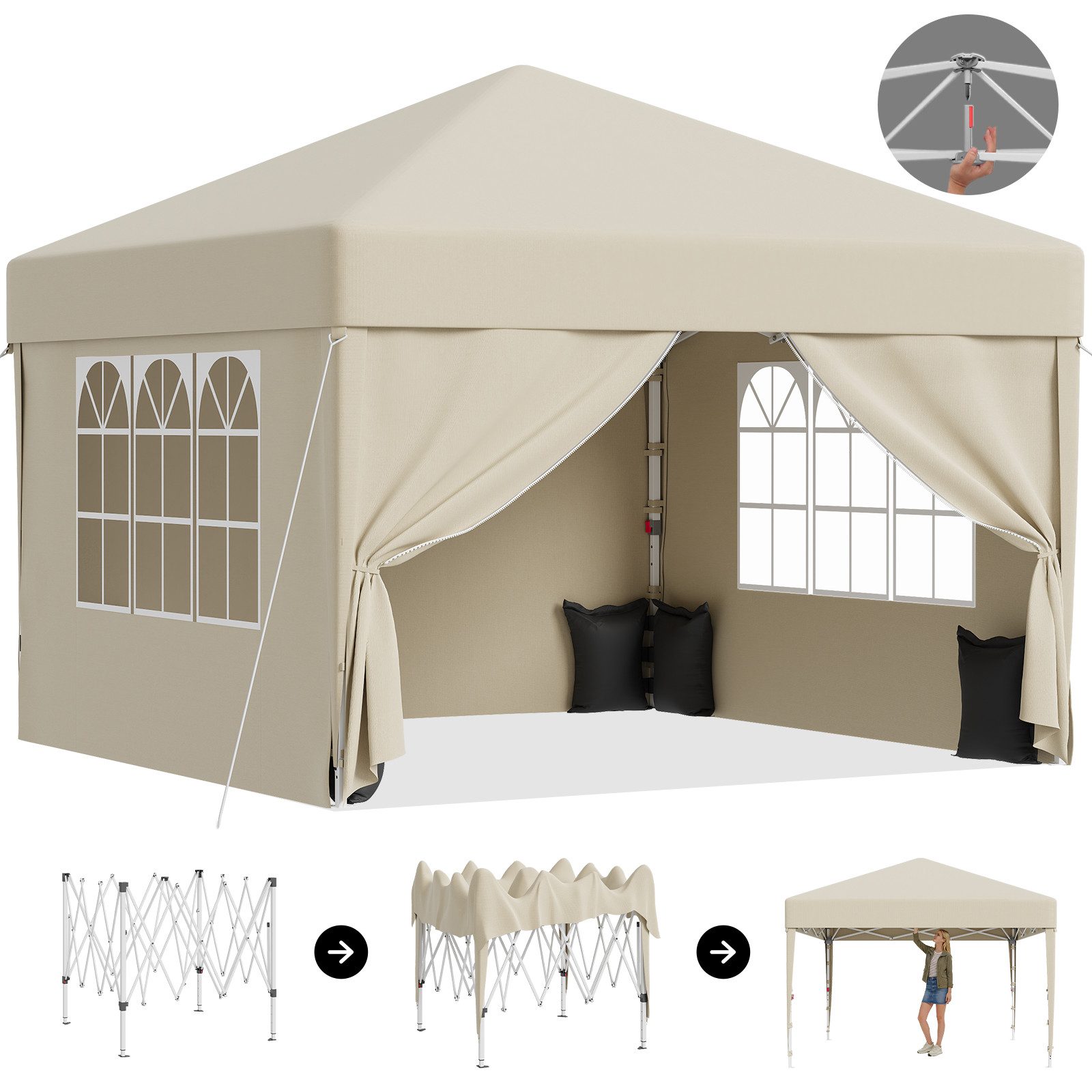 HOMALL Pavillon 3x3/3x6 m Faltpavillon Gartenpavillon Winterfest Pop Up Partyzelt, Wasserdicht Faltpavillon mit 4 Seitenteilen, Sandsäcke