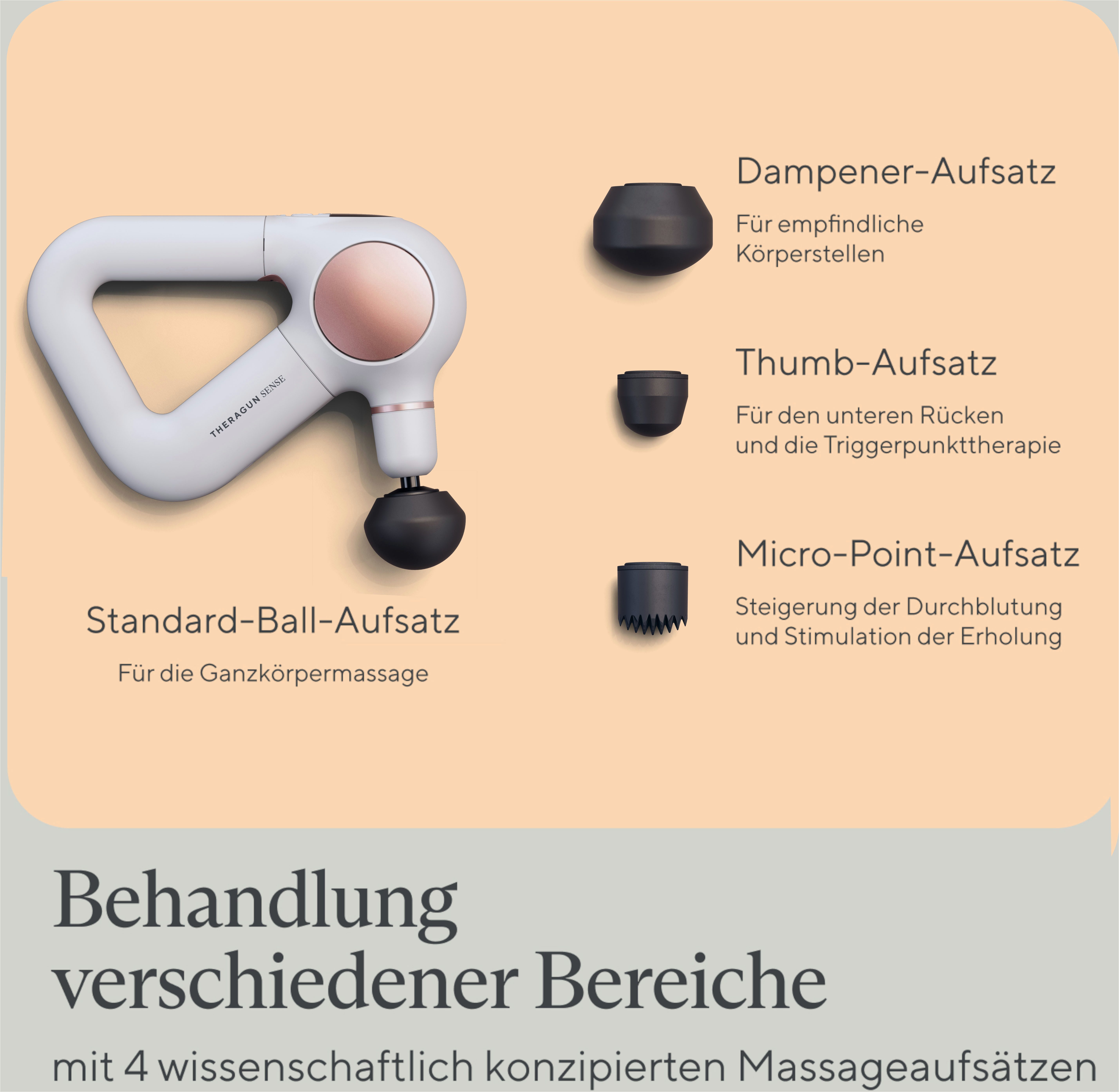Therabody Massagepistole Theragun Sense, Stressreduktion, Schmerzlinderung, Erholung, geführte Atemübungen inkl. TheraMind Klang Therapie