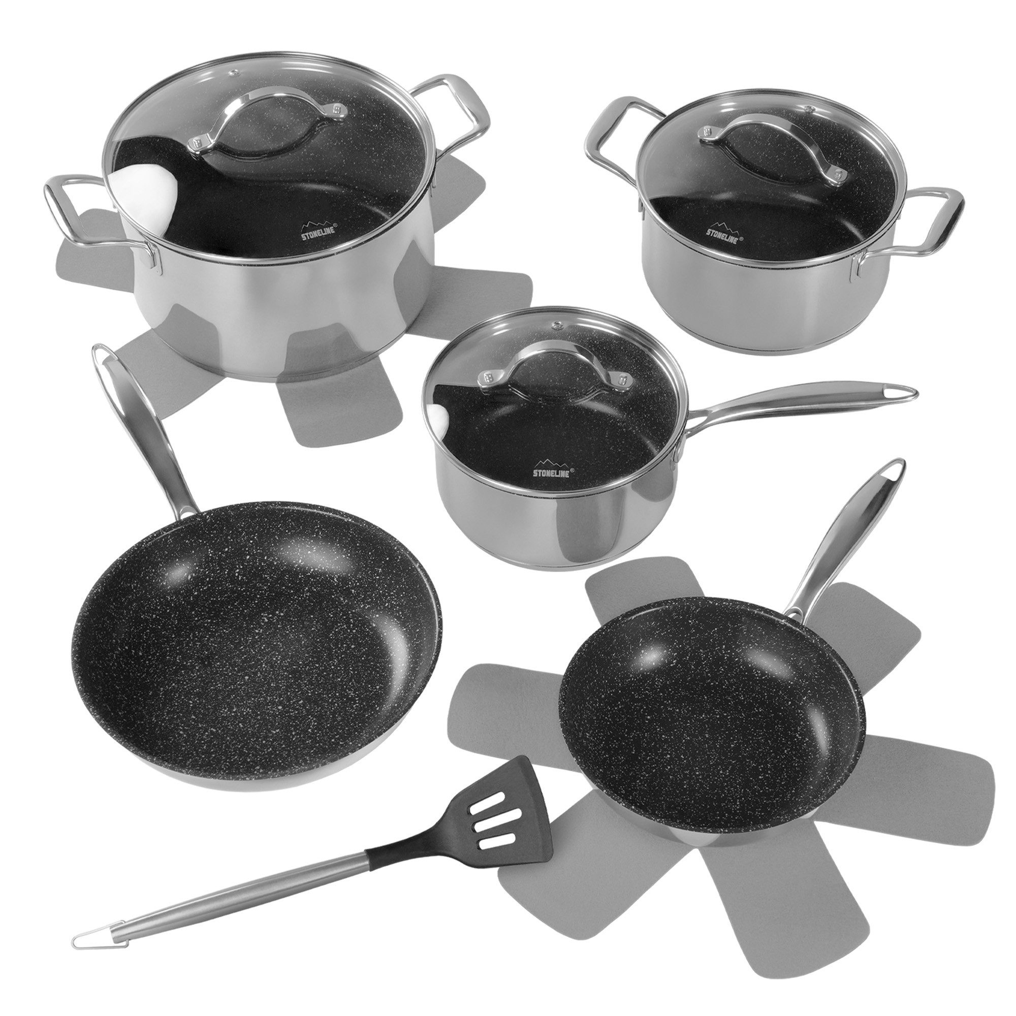 STONELINE Topf-Set Edelstahl Kochgeschirr-Set 11-teilig 18/20/24, mit Deckeln, (11-tlg)