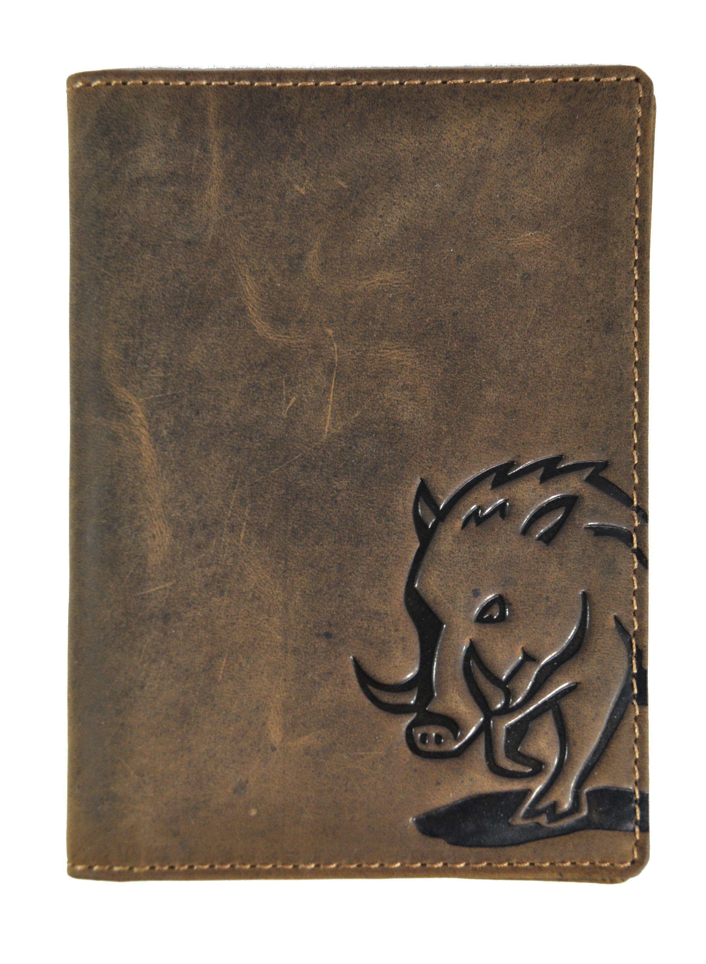 JOCKEY CLUB Brieftasche echt Leder Etui Hülle Dokumenten Mappe für Schwerbehindertenausweis, Reisepass, Waffenschein, Jagdschein, Wildsau