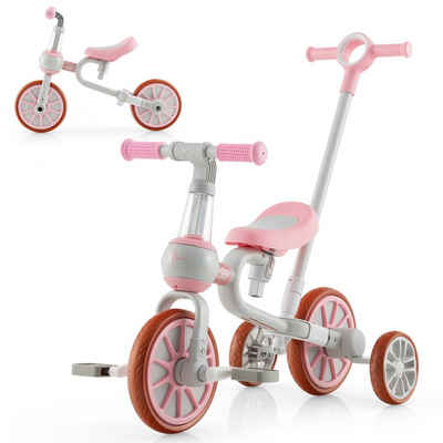 COSTWAY Dreirad »4 in 1 Kinder Dreirad Laufrad«, mit verstellbarem Schiebegriff & abnehmbaren Pedalen
