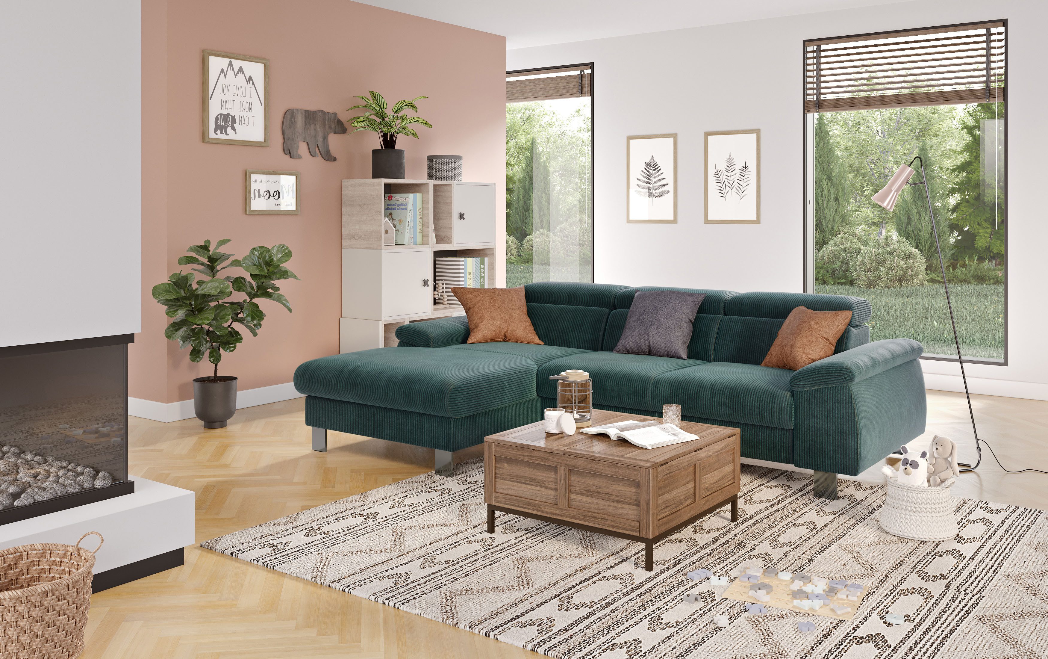 COTTA Ecksofa "Komaris L-Form, B: 244 cm" mit Kopfteilverstellung, optional günstig online kaufen