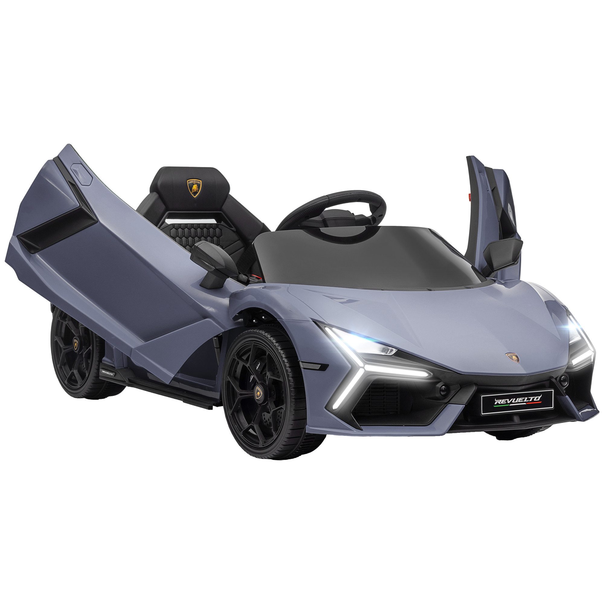 AIYAPLAY Elektro-Kinderauto 12V Lamborghini mit 2,4G Fernbedienung, USB/MP3-Anschluss, Belastbarkeit 25 kg, (1-tlg), bis 5 km,h, für Kinder 3-5 Jahre, Grau