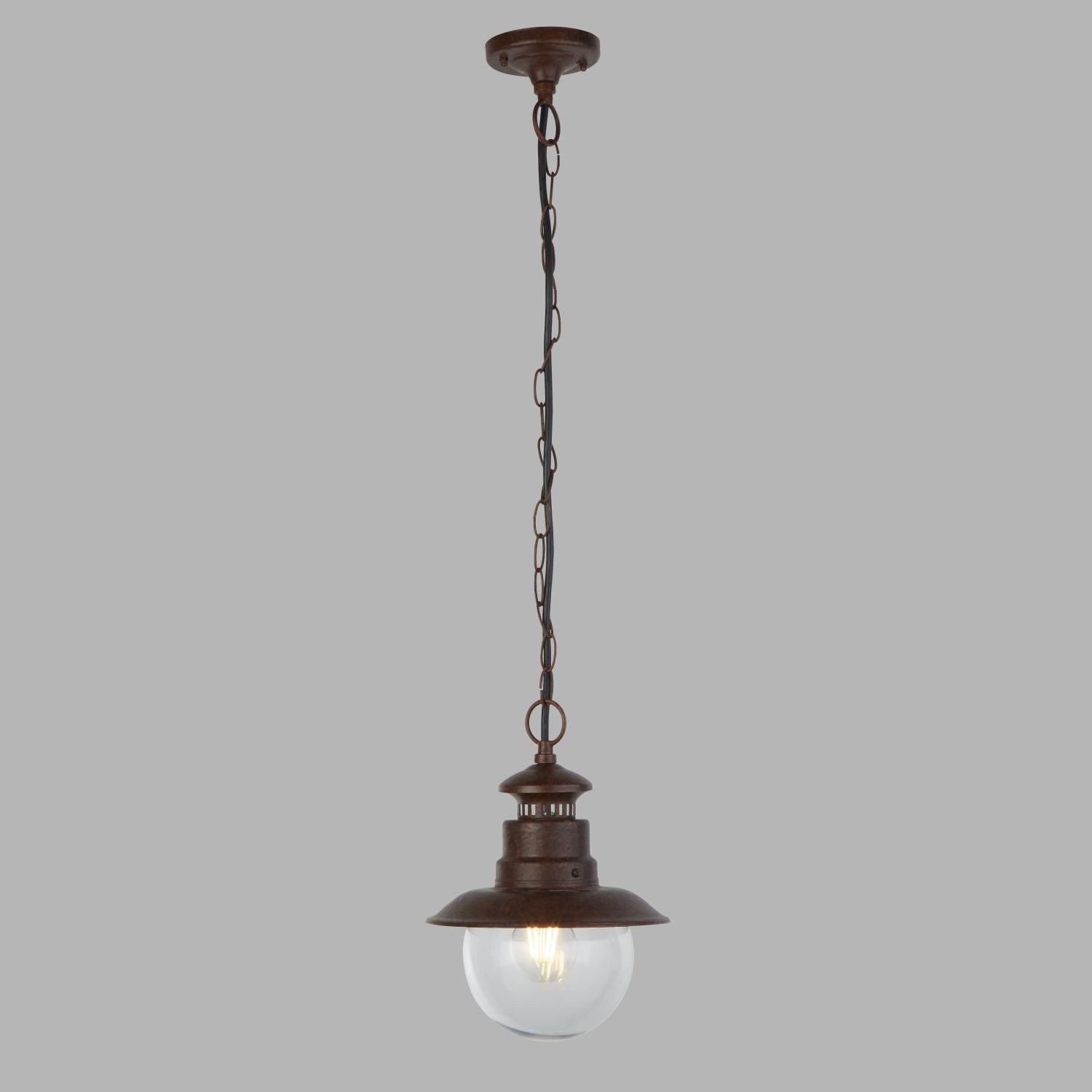 Licht-Erlebnisse Außen-Deckenleuchte JOHN, ohne Leuchtmittel, Terrasse Garten IP44 Rostbraun E27 D: 21,5 cm Glas Metall Maritim