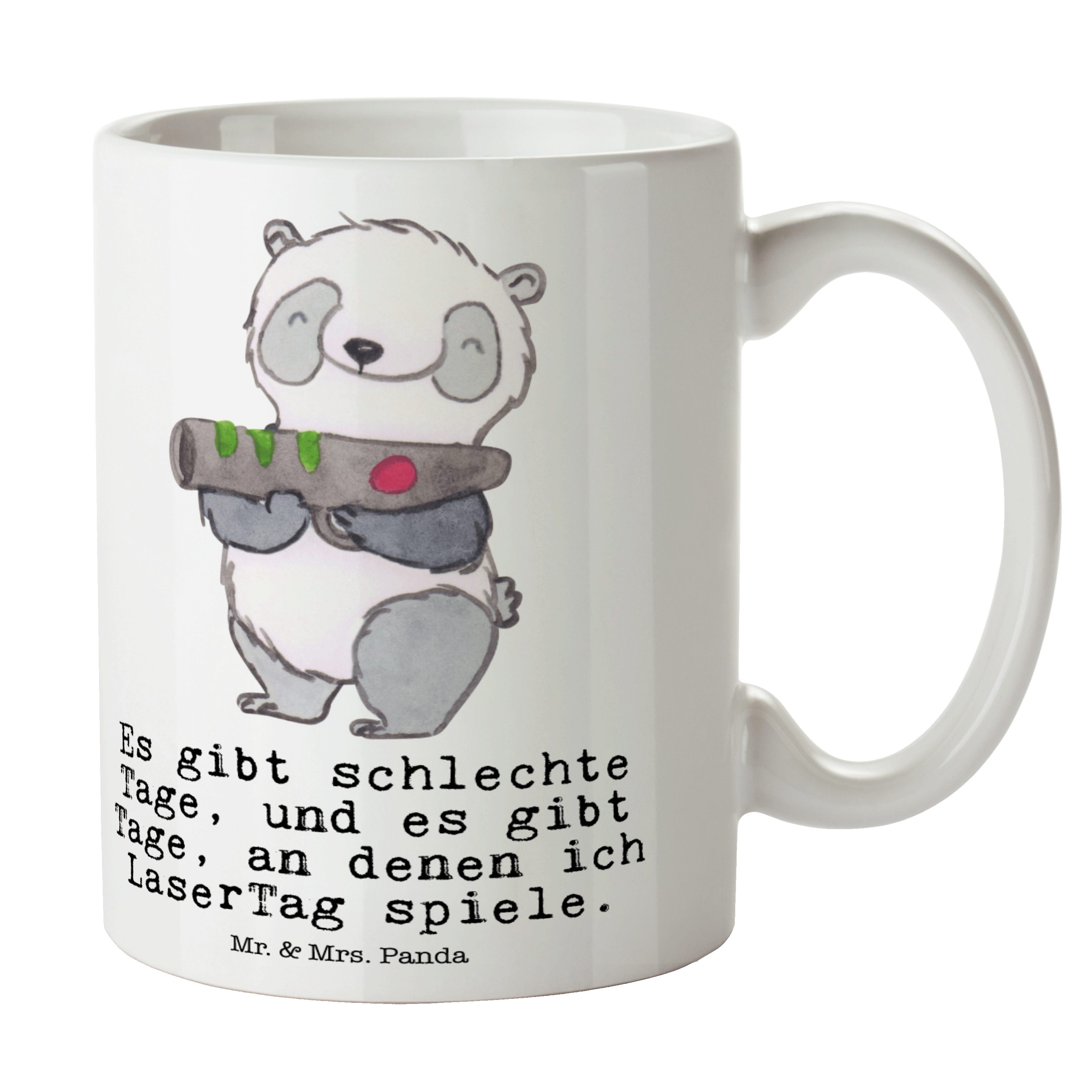 Mr. & Mrs. Panda Tasse Panda LaserTag Tage - Weiß - Geschenk, Becher, Kaffeetasse, Geschenk, Keramik