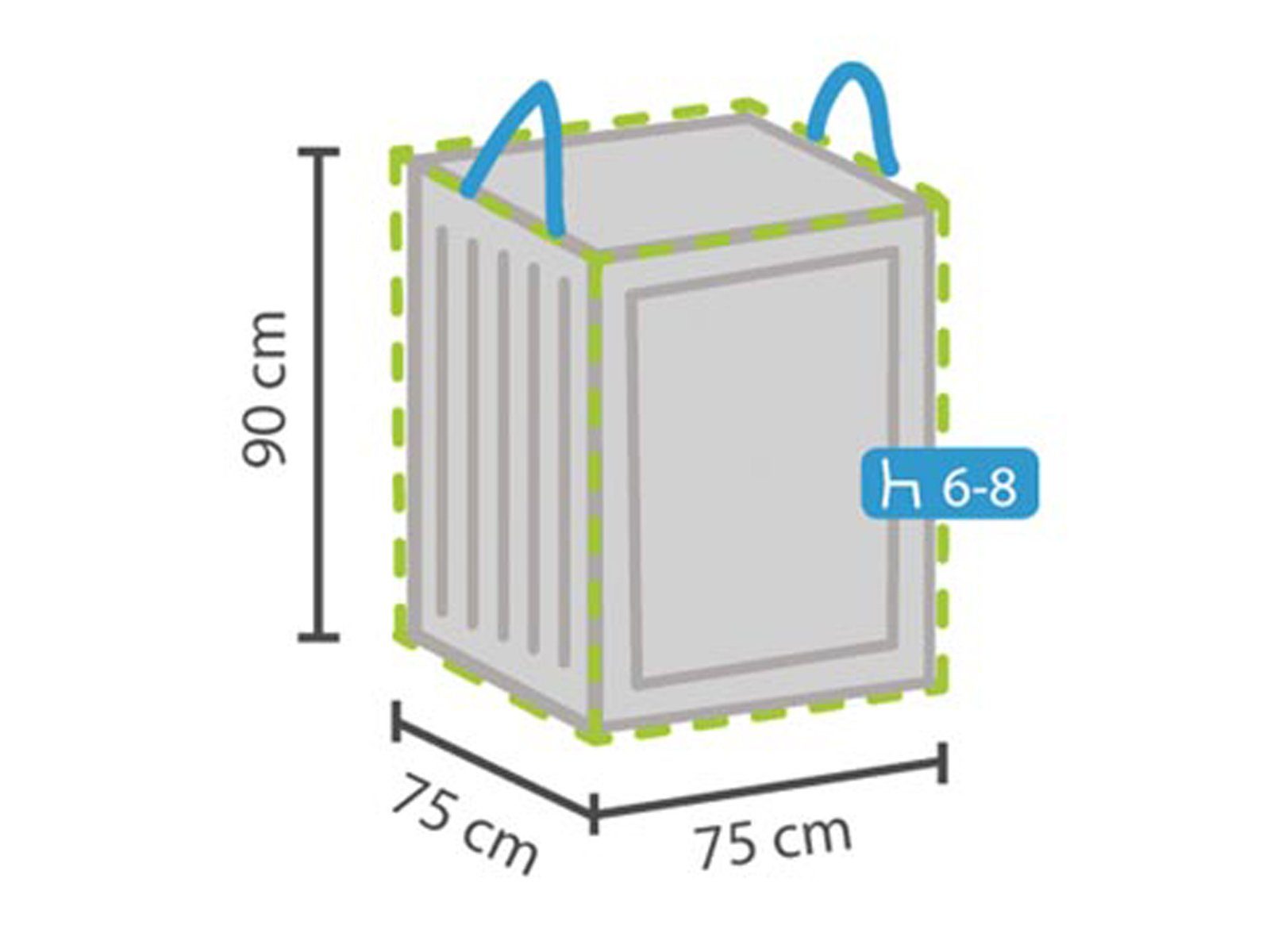 PEREL Auflagenbox, Schutz-Hülle Auflagen-Tasche Aufbewahrungstasche Lounge-Kissen 75x75cm