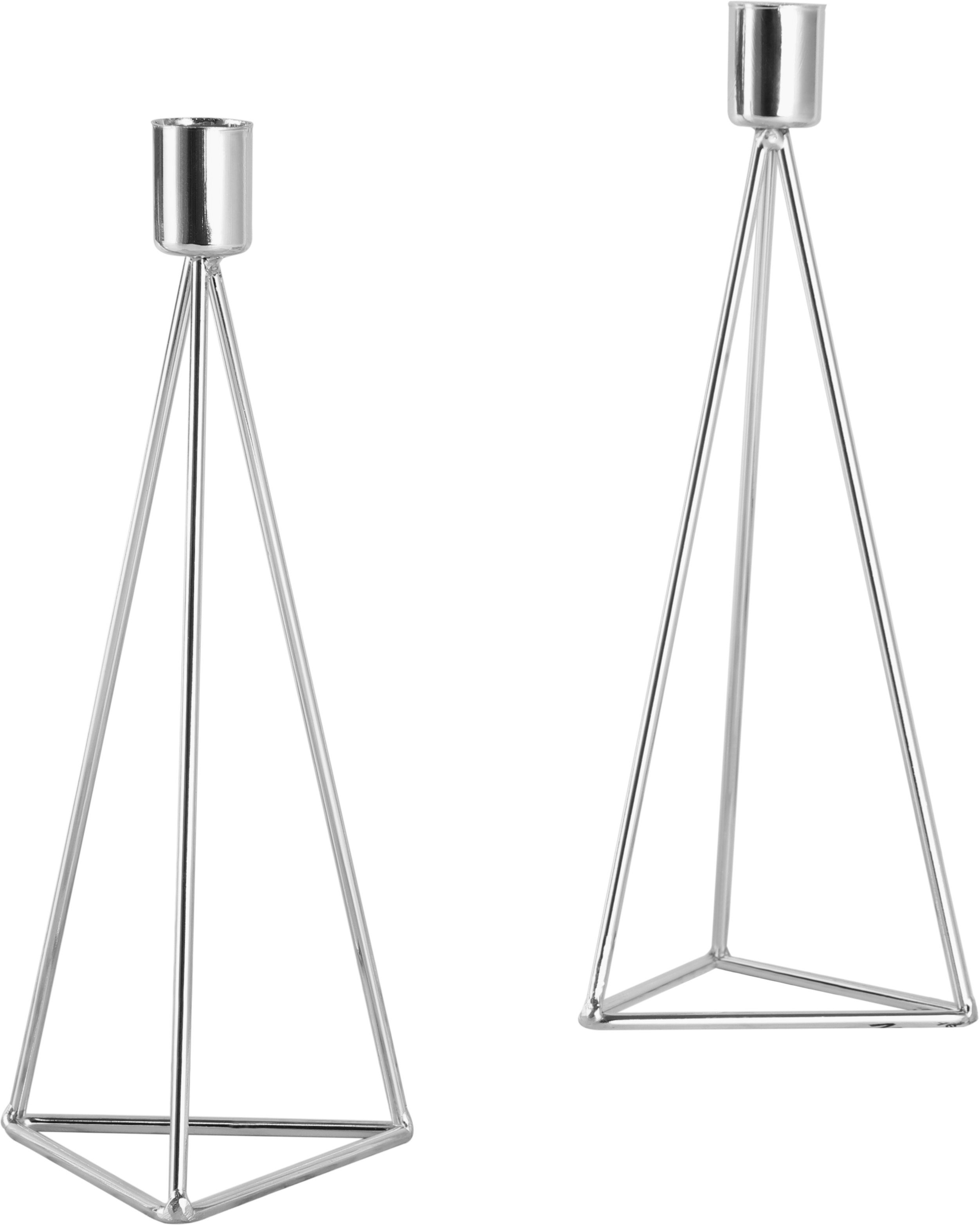 ECHTWERK Tischkerzenhalter Modern Big, Weihnachtsdeko (Set, 2 St), moderner Kerzenhalter aus Eisen, Kerzenständer, Höhe ca. 24,2 cm silberfarben
